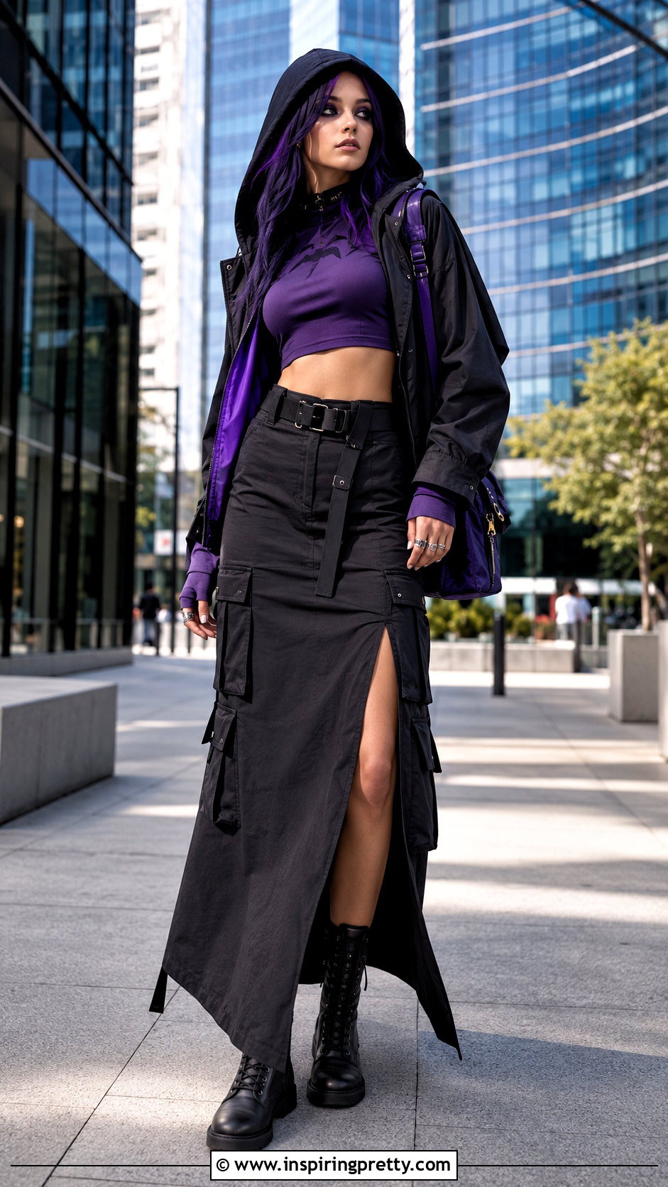 Raven Fortnite Crop Top Outfit With Maxi Skirt - 20 Fortnite Crop Top outfit ideas