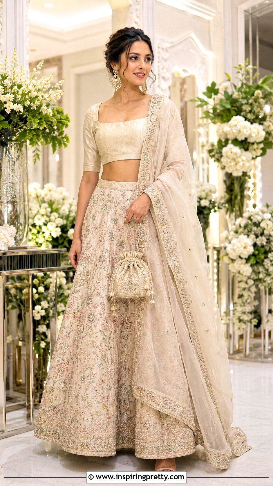 Raw Silk Crop Top With Embroidered Lehenga - 50 traditional crop top designs