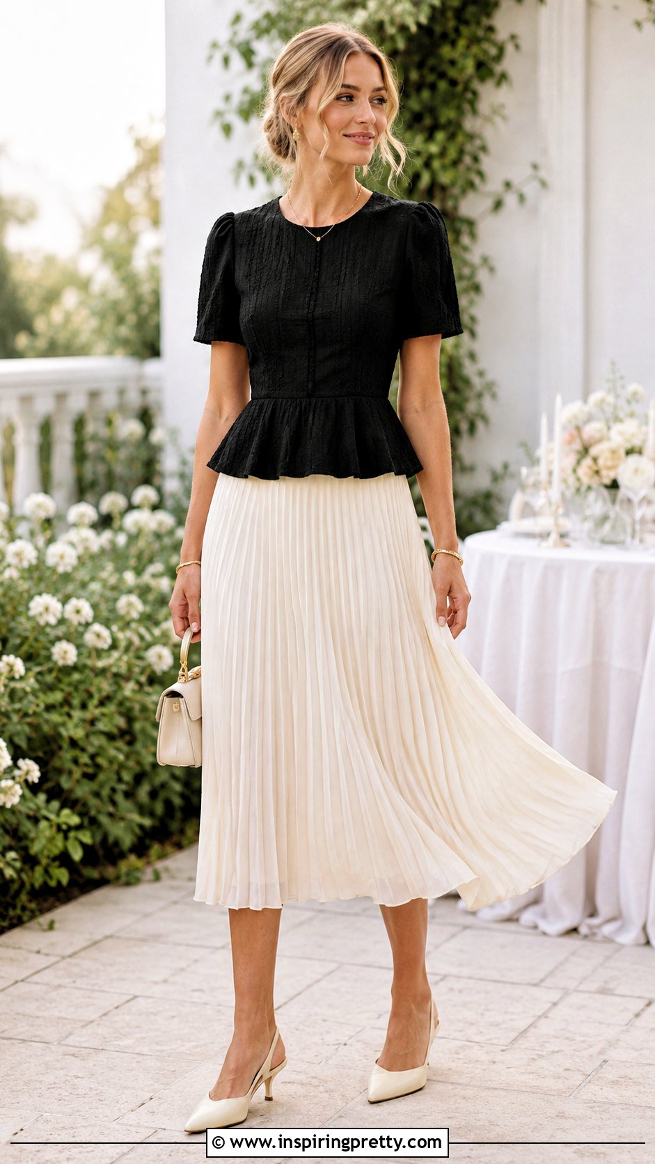 Rebecca Taylor Peplum Top With Pleated Midi Skirt - 20 rebecca taylor peplum top outfit ideas
