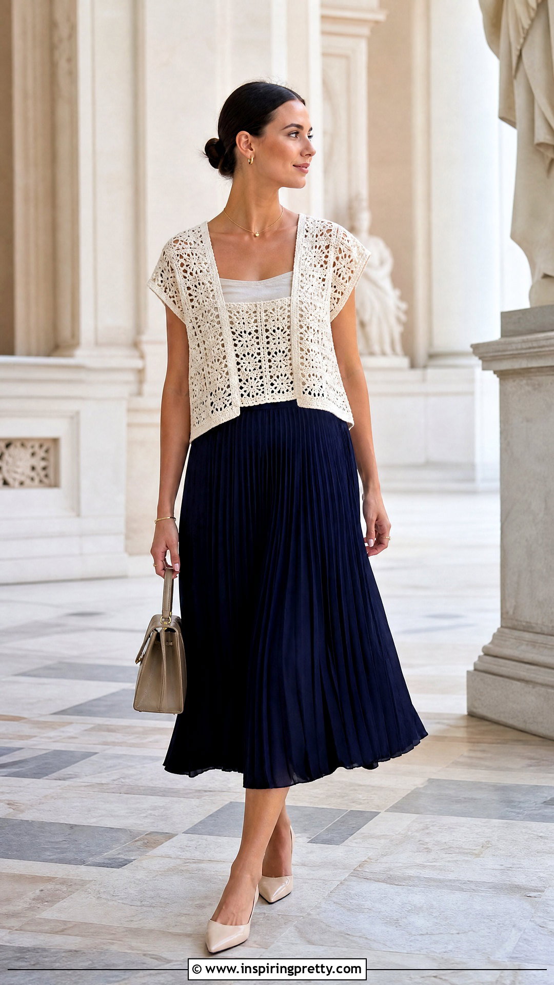 Rectangle Crochet Top With Pleated Midi Skirt - 25 2 Rectangle Crochet Top outfit ideas
