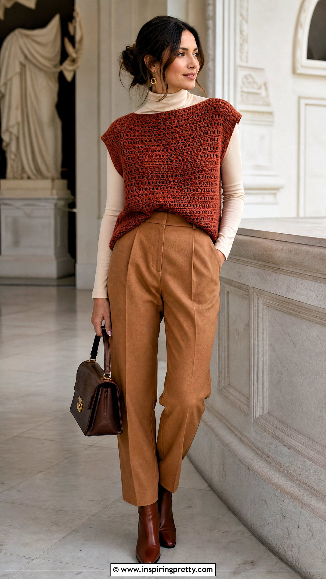 Rectangle Crochet Top With Turtleneck And Trousers - 25 2 Rectangle Crochet Top outfit ideas