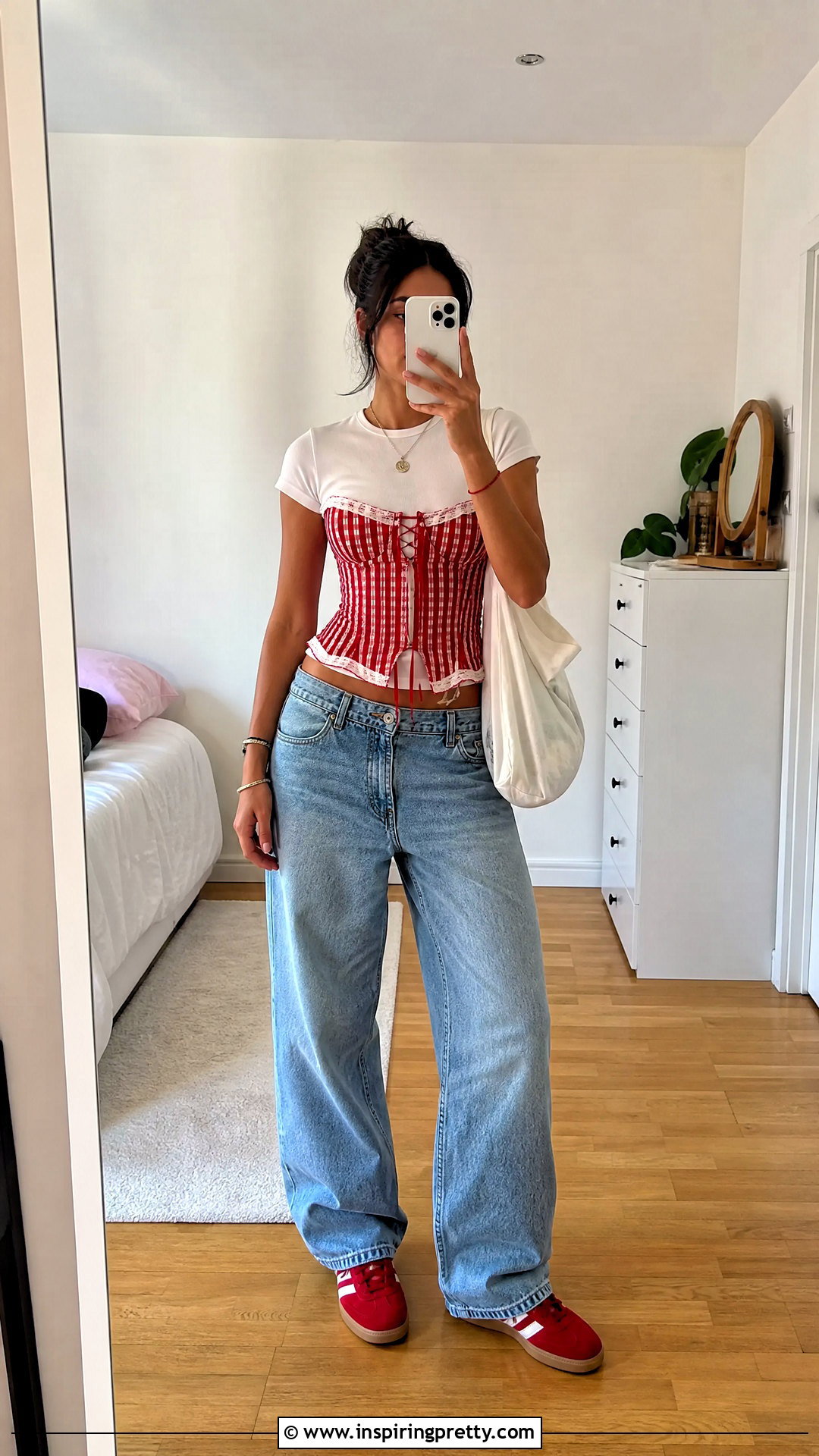 Red And White Corset Top Over White T Shirt - 25 Red And White Corset Top outfit ideas