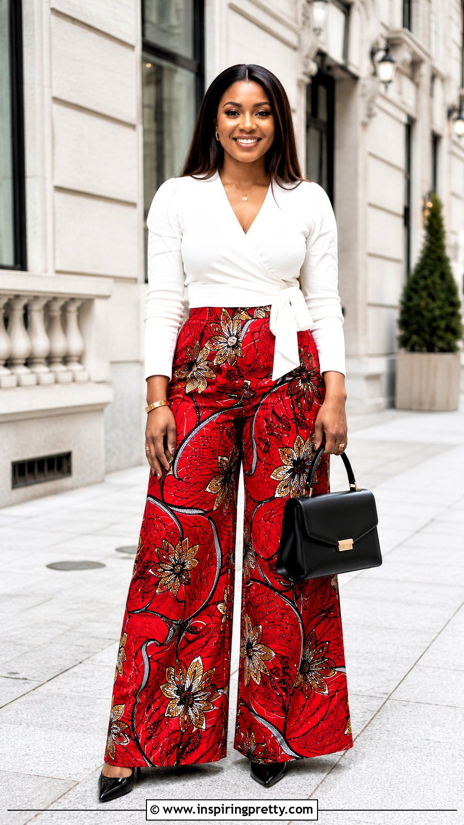 Red Ankara Palazzo Pants With White Blouse - 50 ankara palazzo pants and top