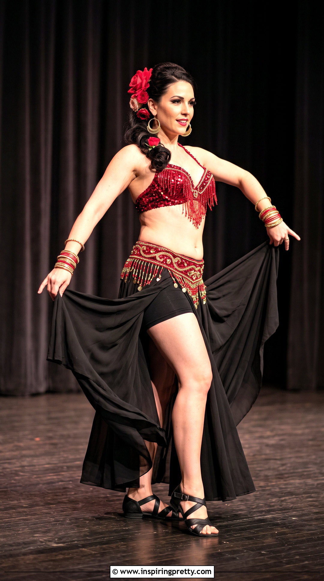 Red Belly Dancing Top With Black Skirt - 25 belly dancing tops outfit ideas