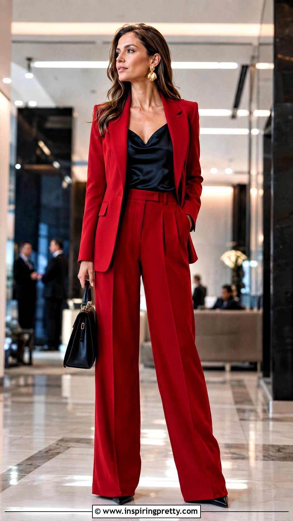 Red Blazer With Black Wide Leg Pants - 50 top rojo outfits noche ideas