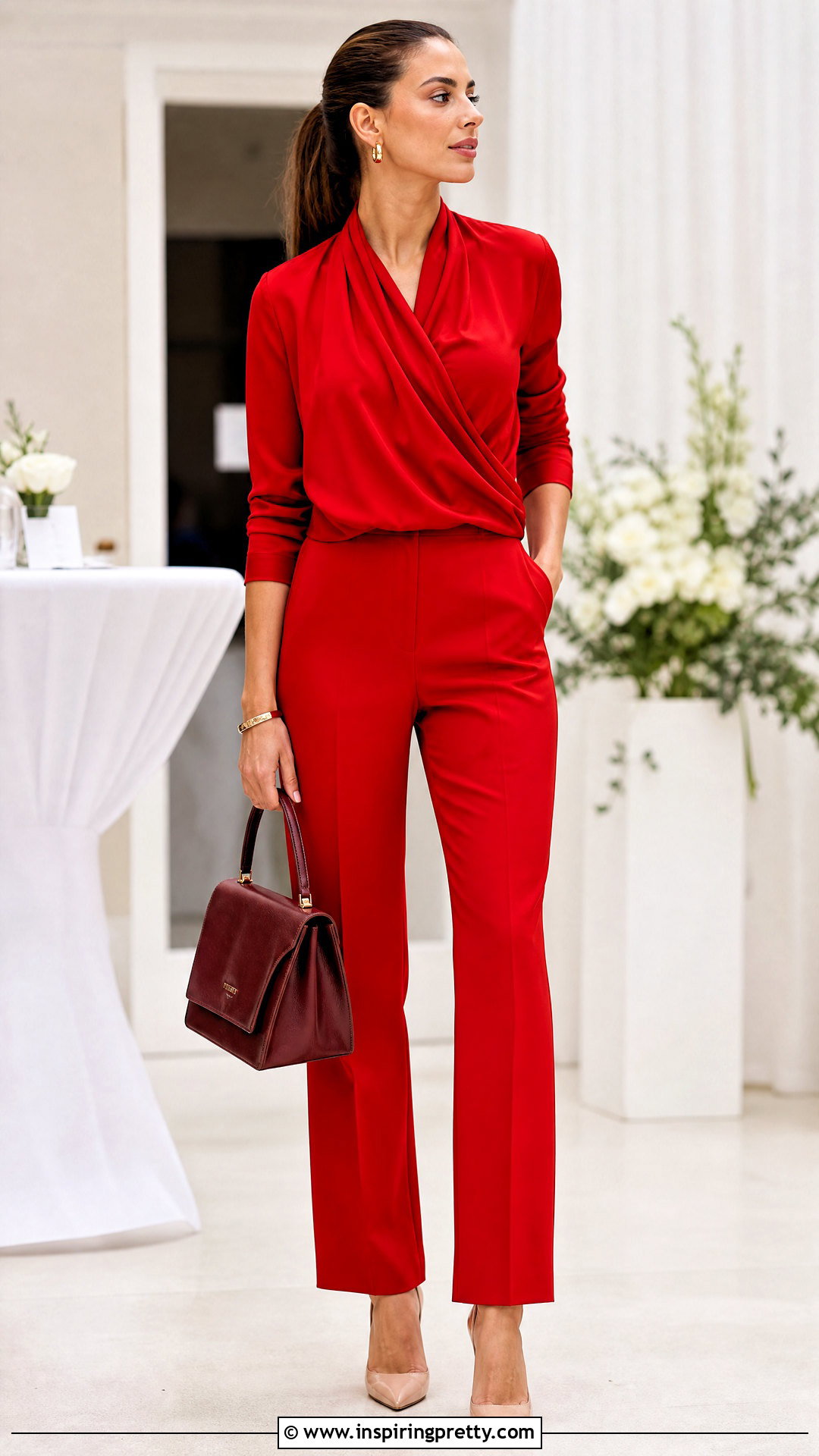 Red Blouse And Trouser Set - 50 two pieces trouser and top