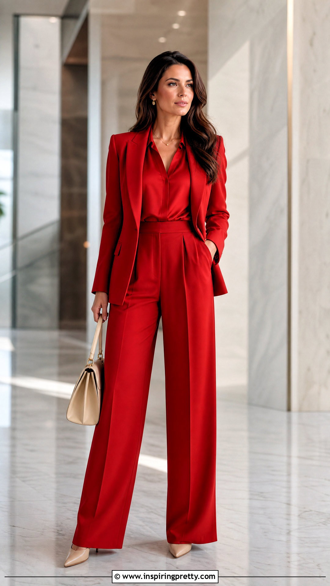 Red Blouse With Matching Trouser Suit - 50 red tops outfit ideas