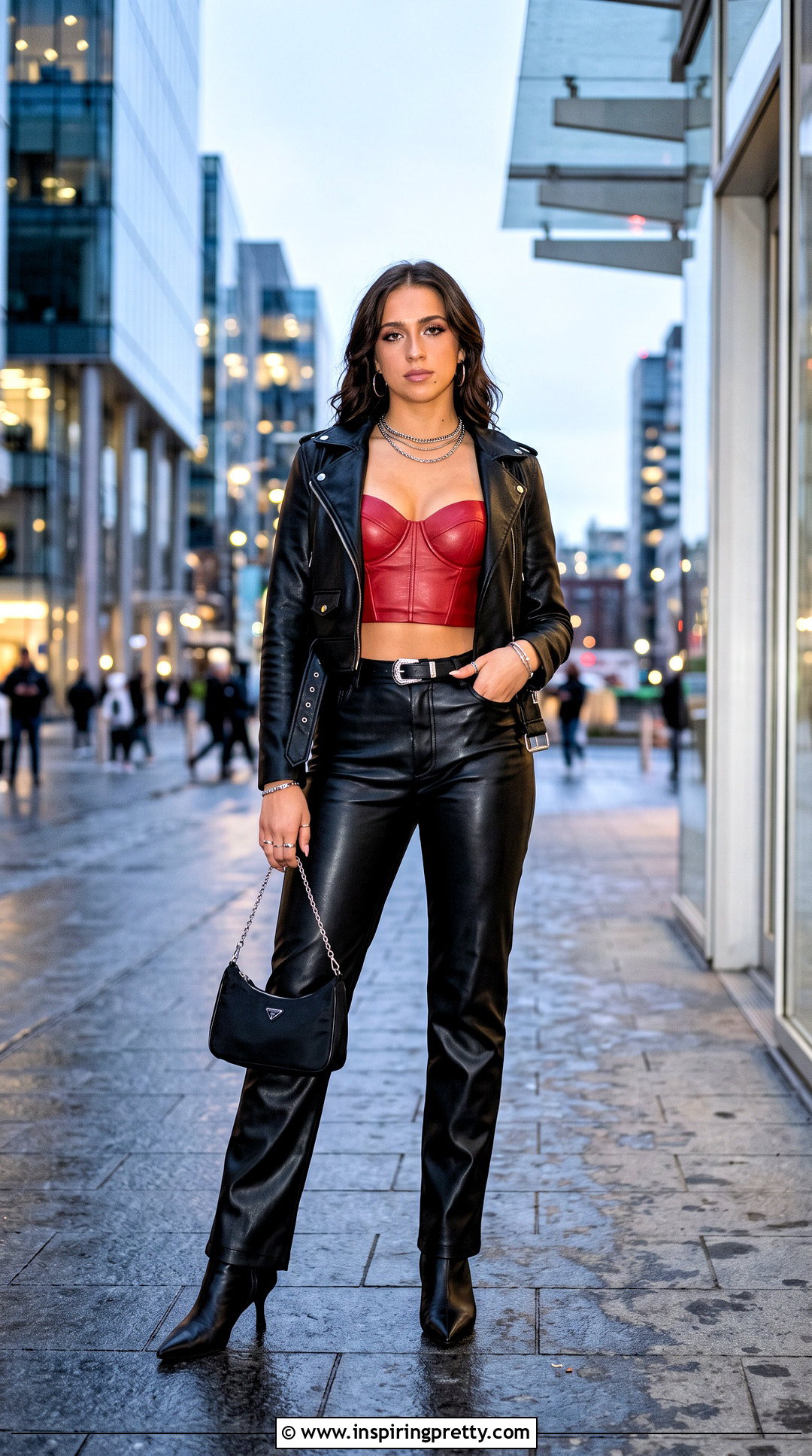 Red Bra Top With Black Leather Pants - 20 tate mcrae bra top outfit ideas