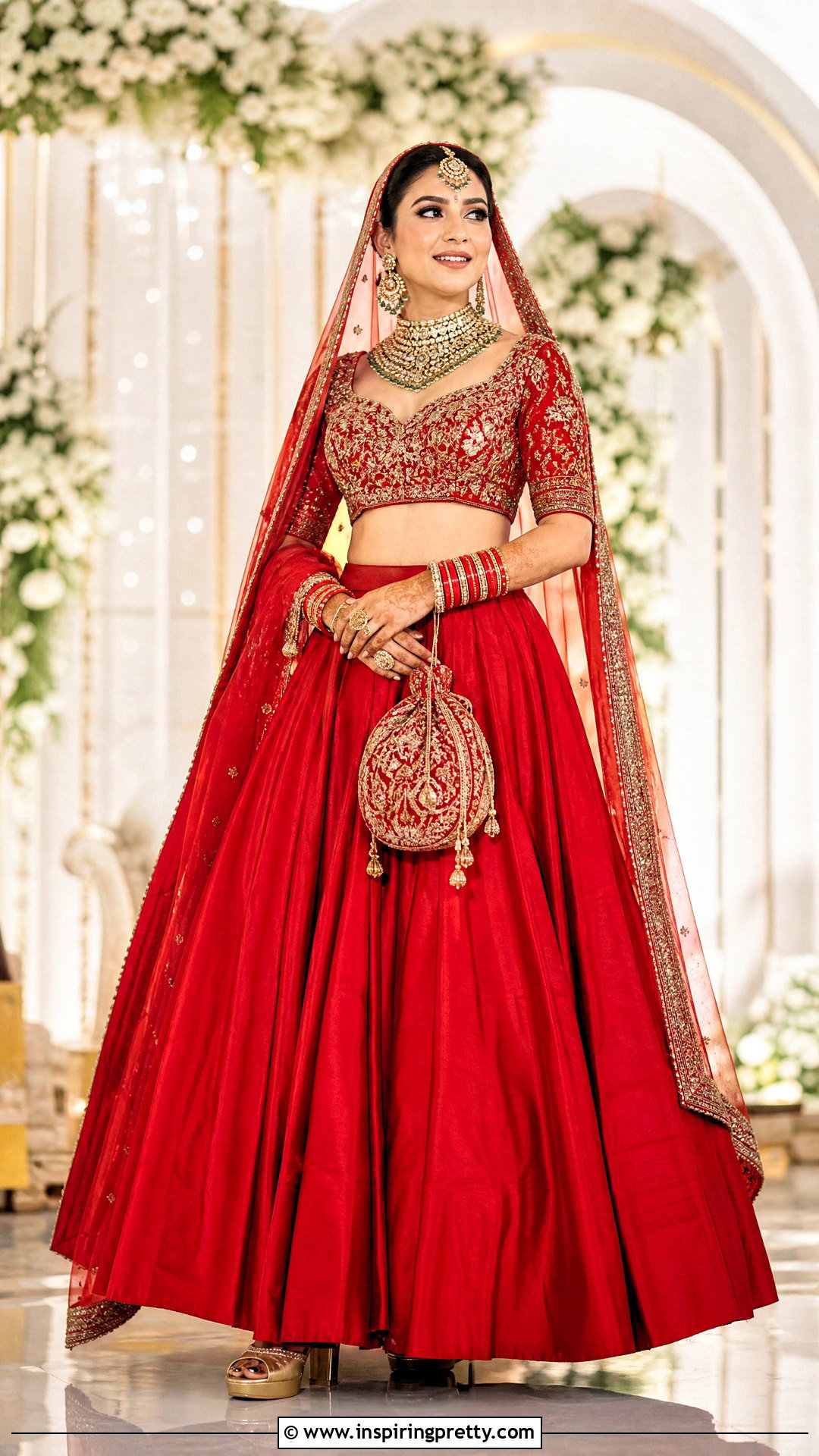Red Bridal Crop Top Lehenga - 50 crop top lehenga designs