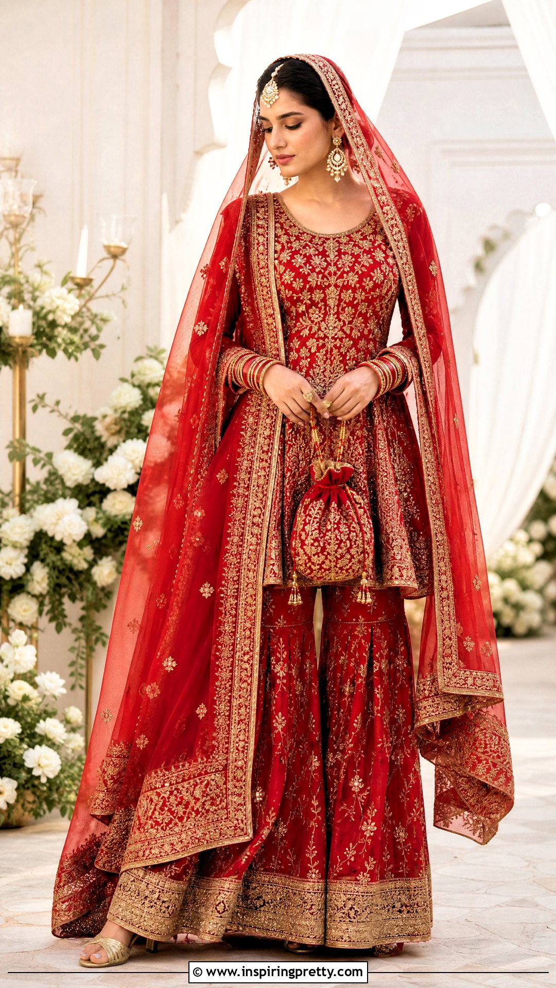 Red Bridal Peplum Top With Sharara - 50 peplum top with sharara outfit ideas