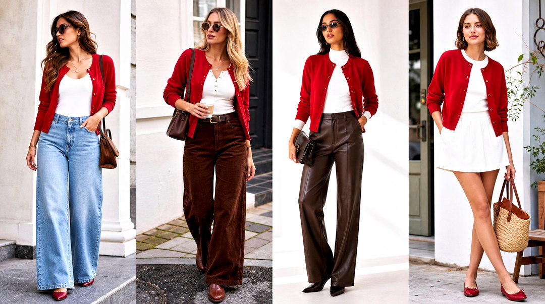20 Red Cardiganwhite Top Outfit Ideas for Cozy Chic Looks
