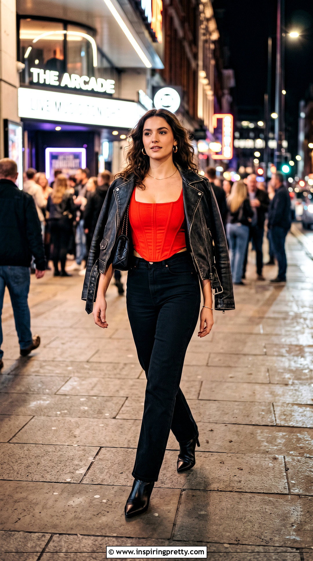 Red Corset Top With Black Jeans - 50 corset top outfits