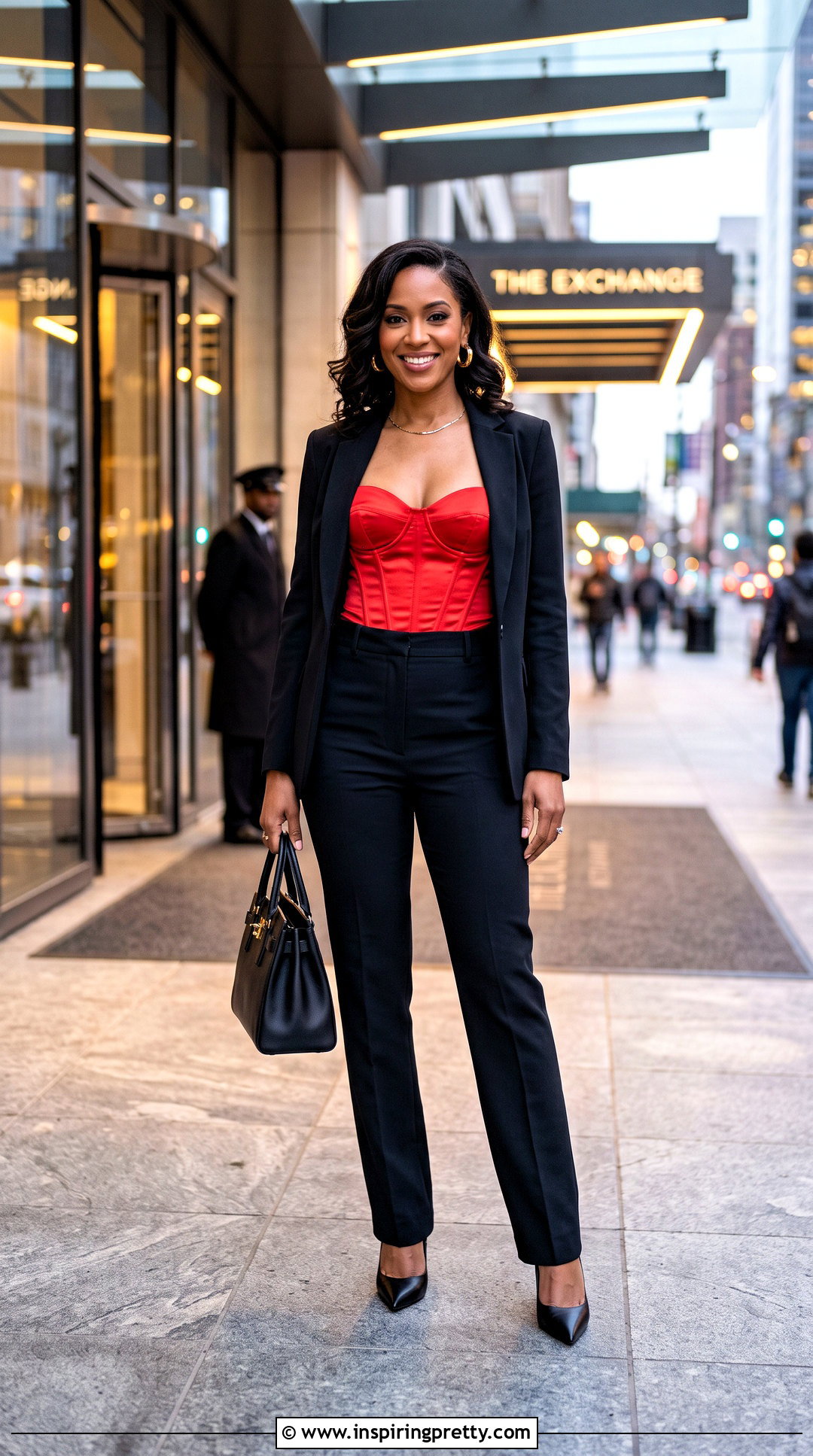 Red Corset Top With Black Trousers - 20 All The Details Corset Tops
