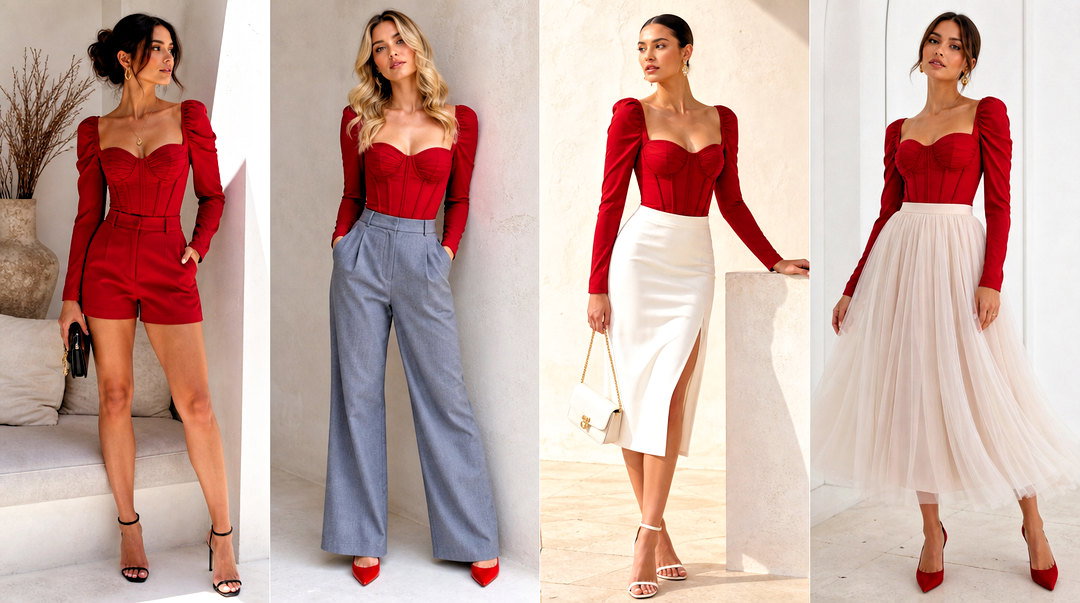 25 Red Corset Top With Sleeves Ideas for Striking Party Style