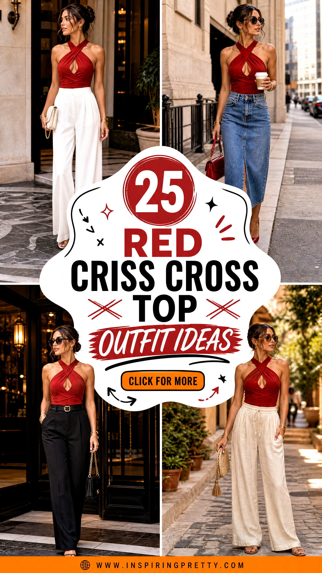 25 Red Criss Cross Top Outfit Ideas for Bold Going-Out Style - 25 Red Criss Cross Top Outfit Ideas for Bold Going-Out Style