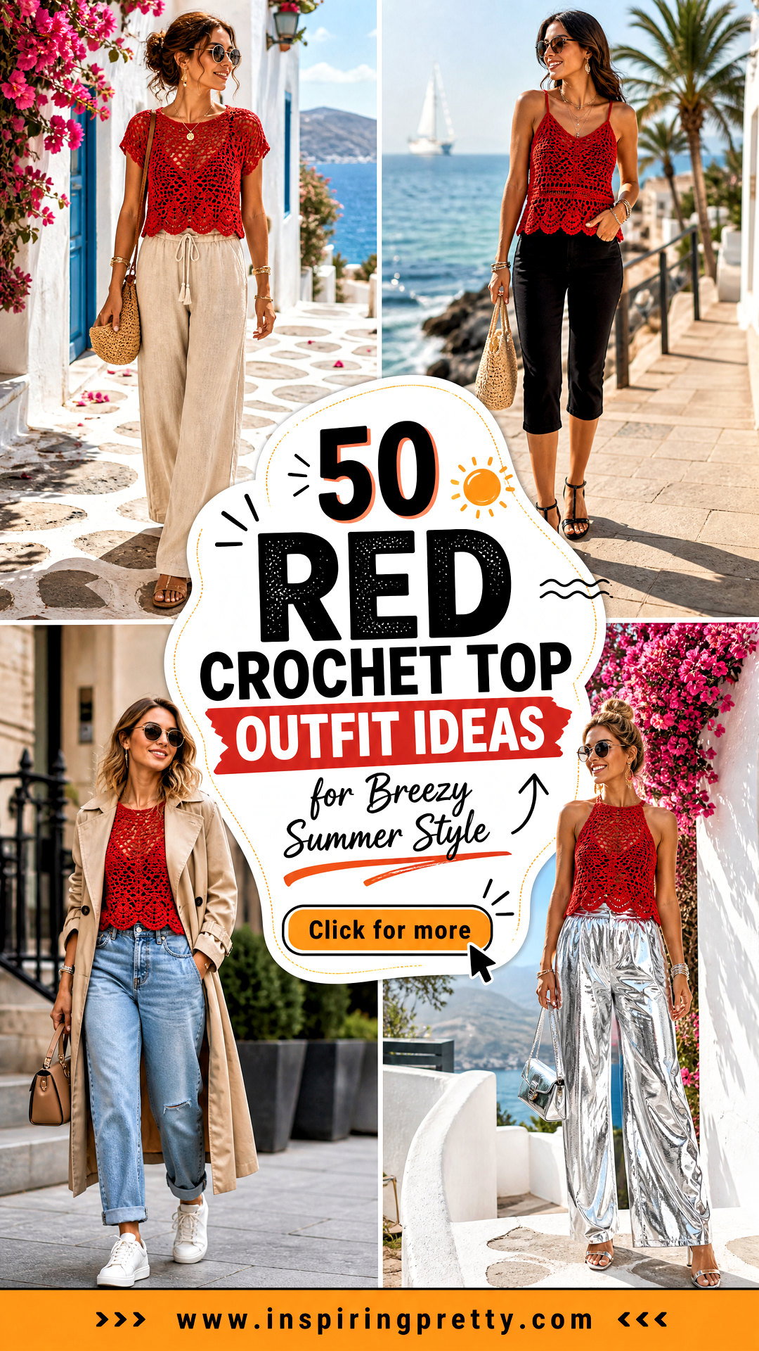 50 Red Crochet Top Outfit Ideas for Breezy Summer Style - 50 Red Crochet Top Outfit Ideas for Breezy Summer Style
