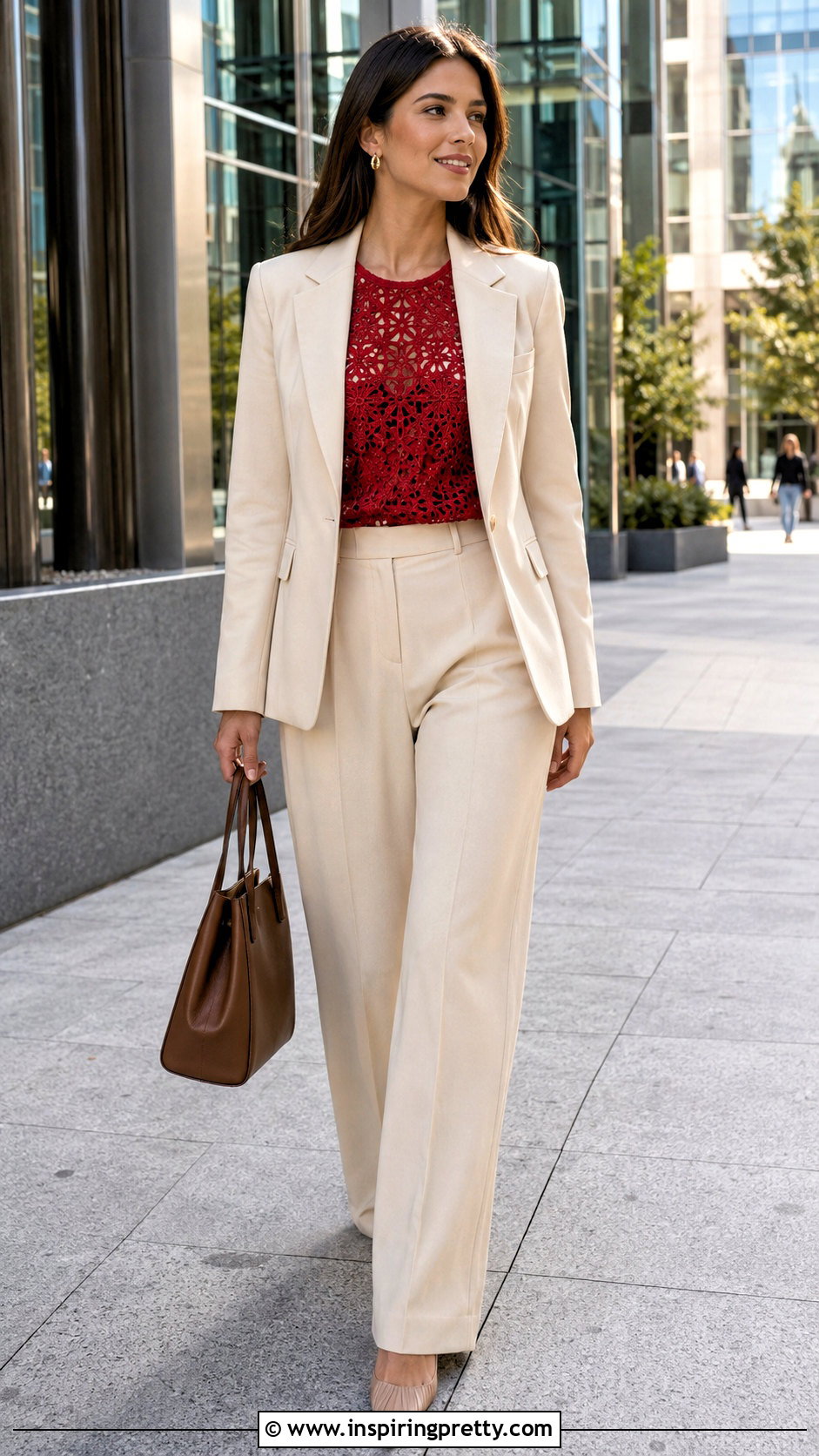 Red Crochet Top With Blazer And Trousers - 50 Red Crochet Top outfit ideas