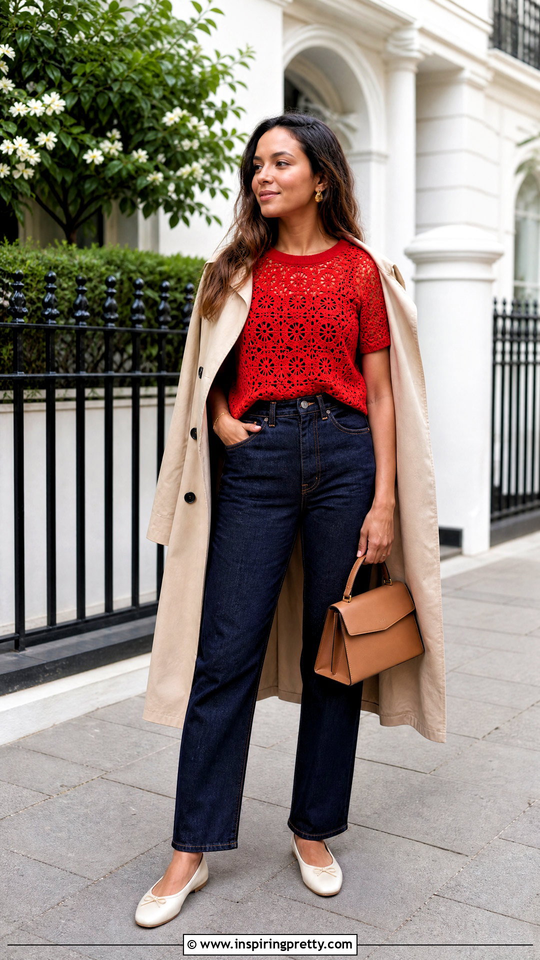 Red Crochet Top With Dark Wash Jeans - 25 Crochet Top For Spring outfit ideas