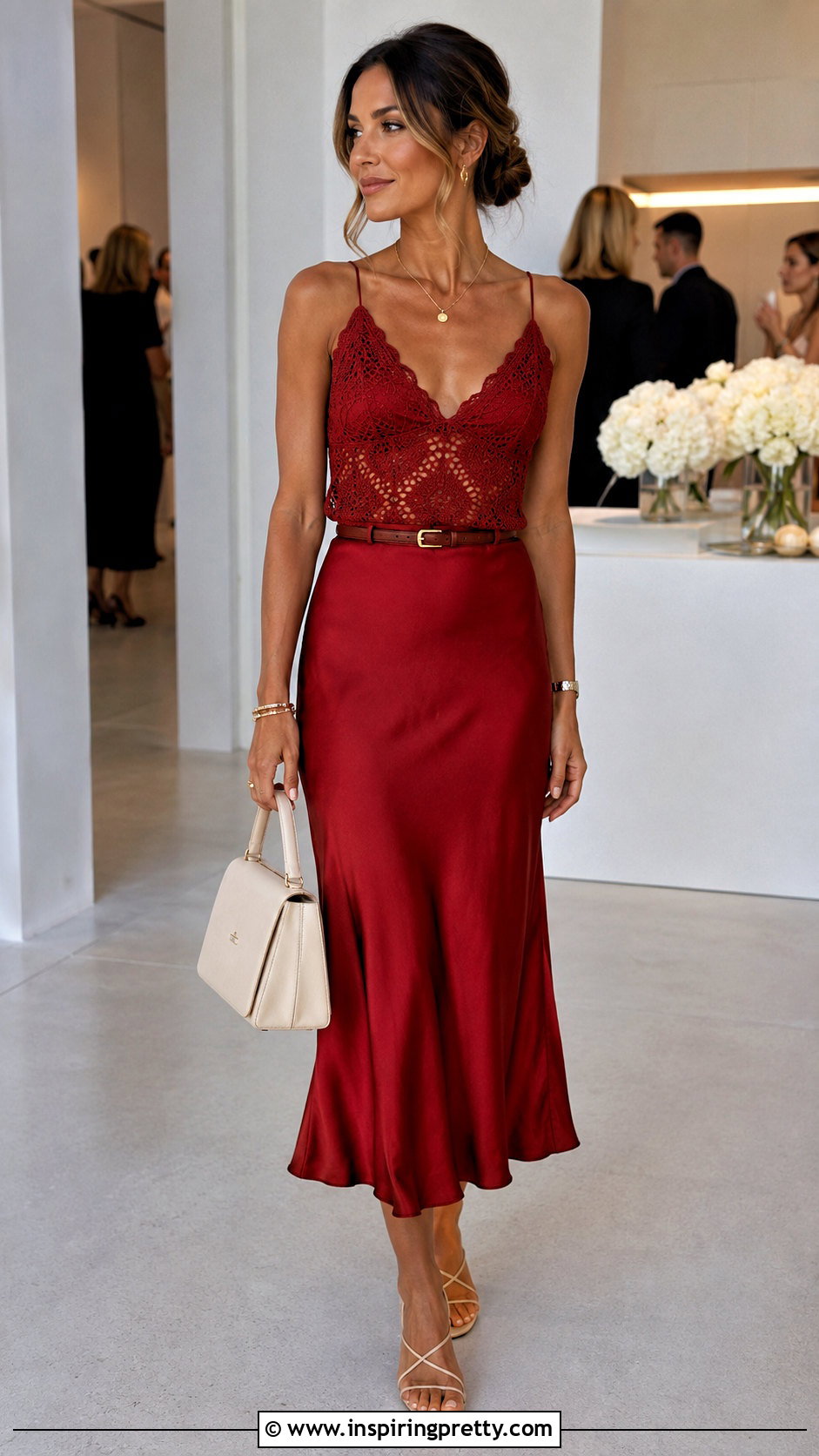 Red Crochet Top With Matching Red Skirt - 50 Red Crochet Top outfit ideas