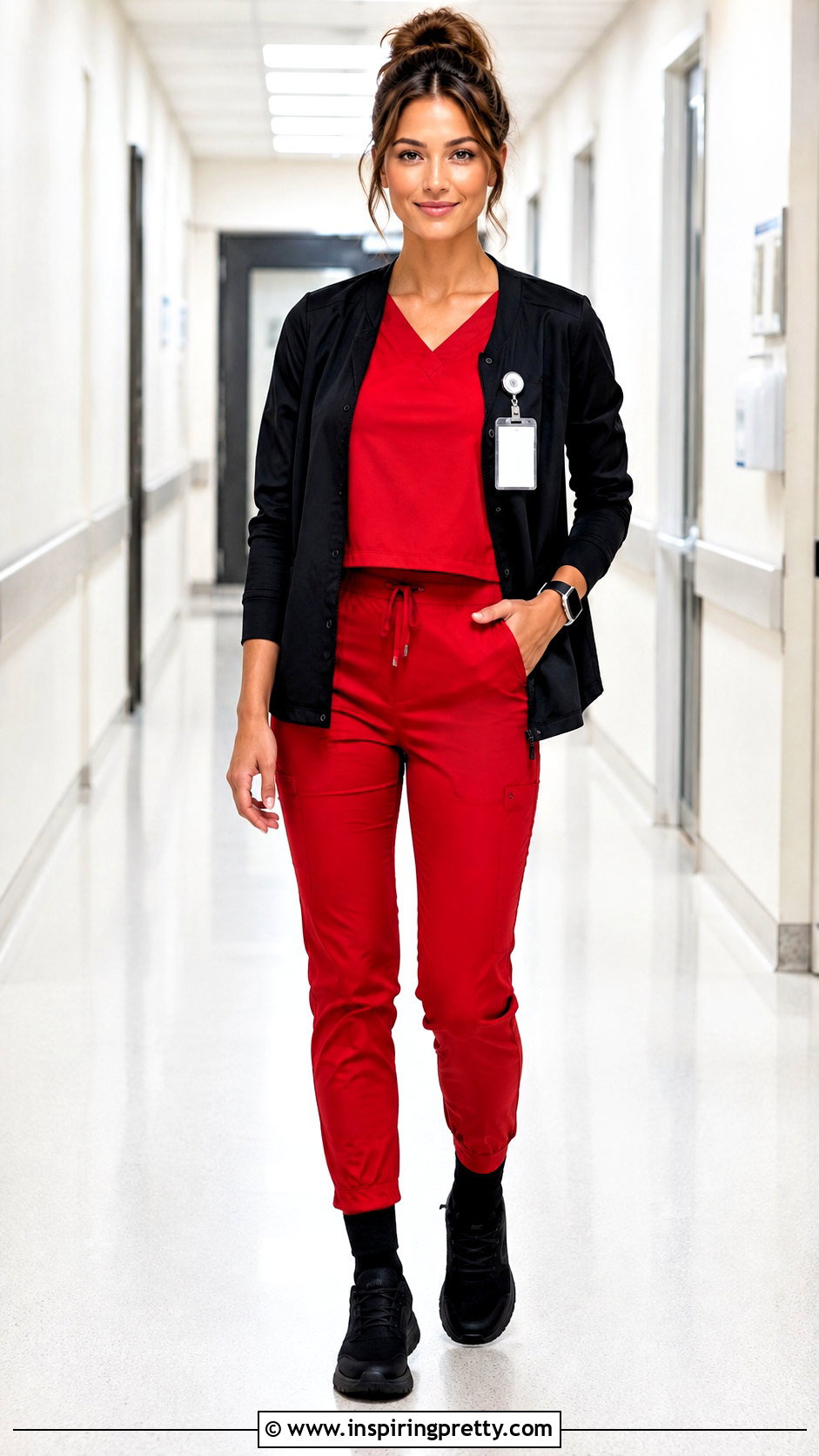Red Crop Top Scrubs With Tapered Pants - 25 crop top scrubs
