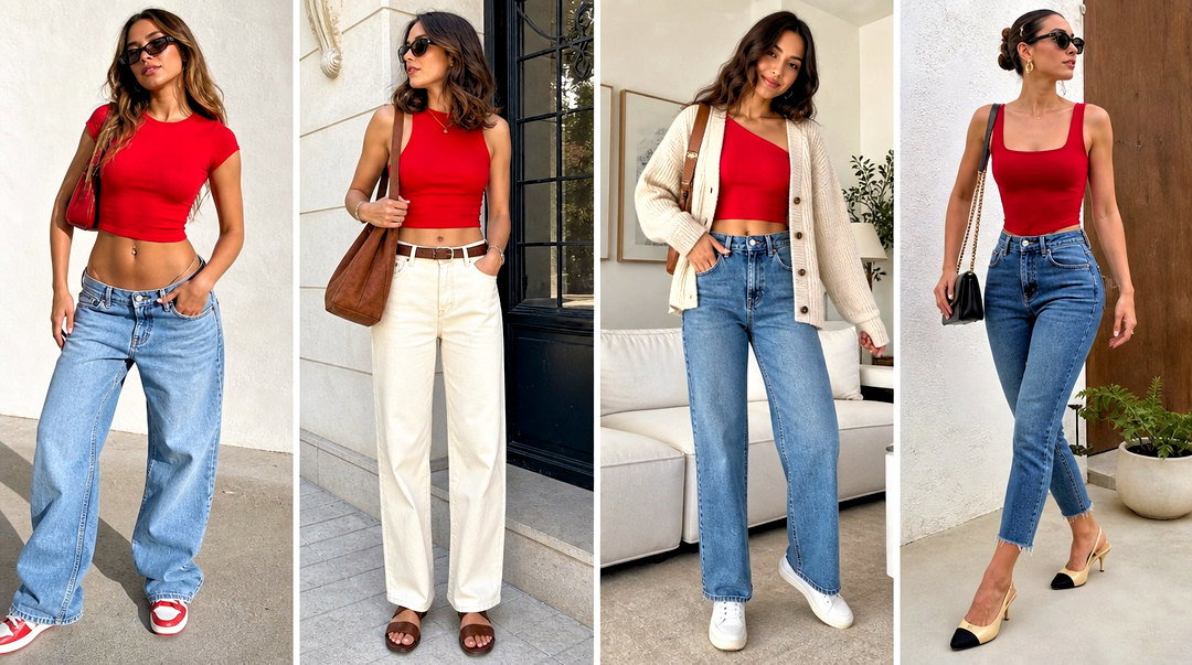 20 Red Crop Top With Jeans and Accessories for Chic Days
