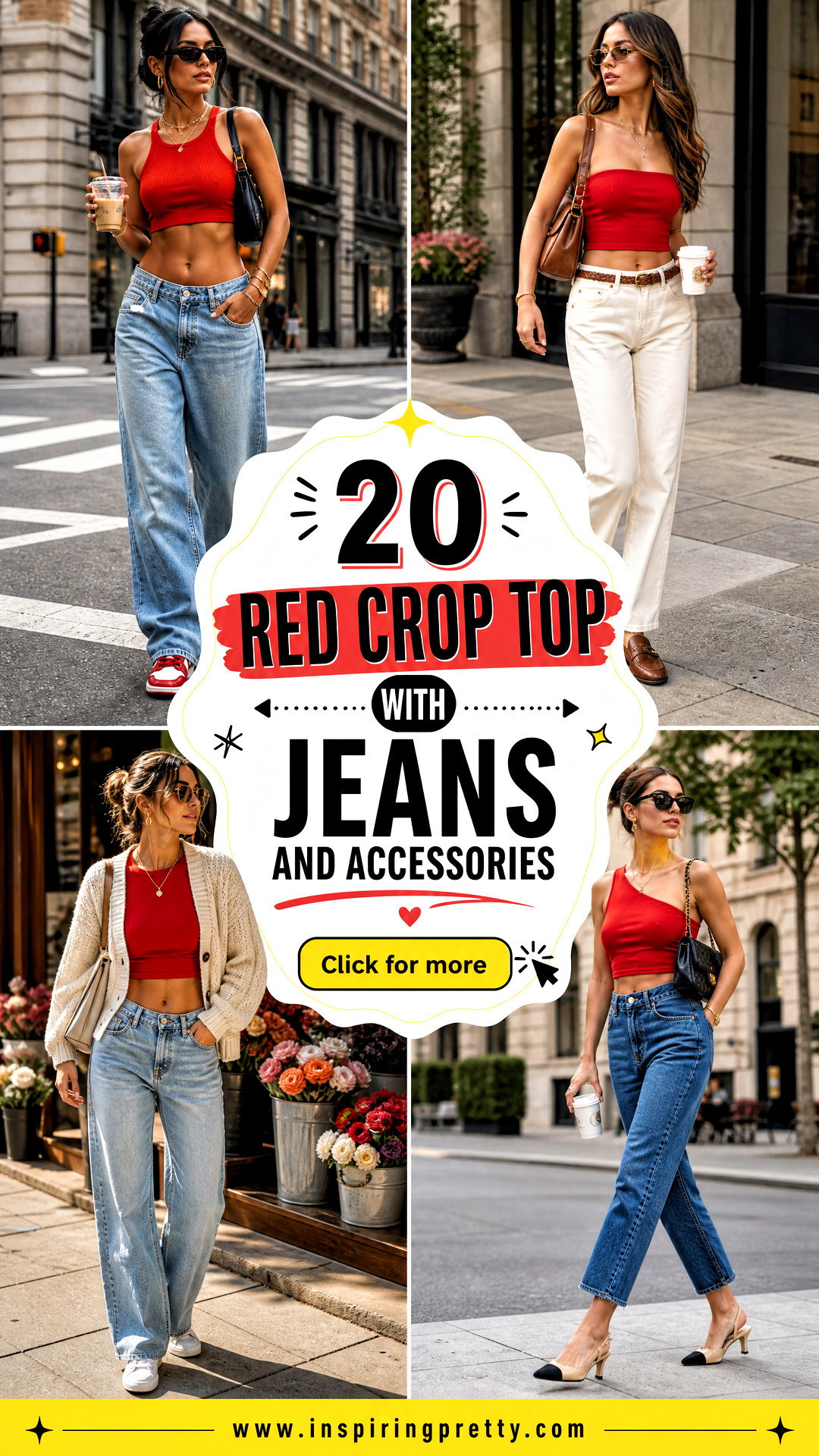 20 Red Crop Top With Jeans and Accessories for Chic Days - 20 Red Crop Top With Jeans and Accessories for Chic Days
