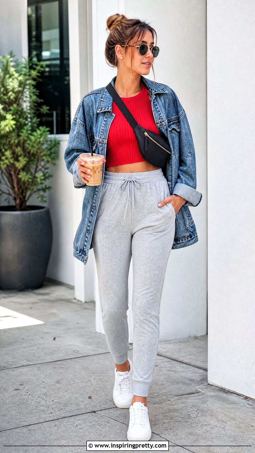 Red Crop Top With Joggers - 50 red crop top outfit ideas