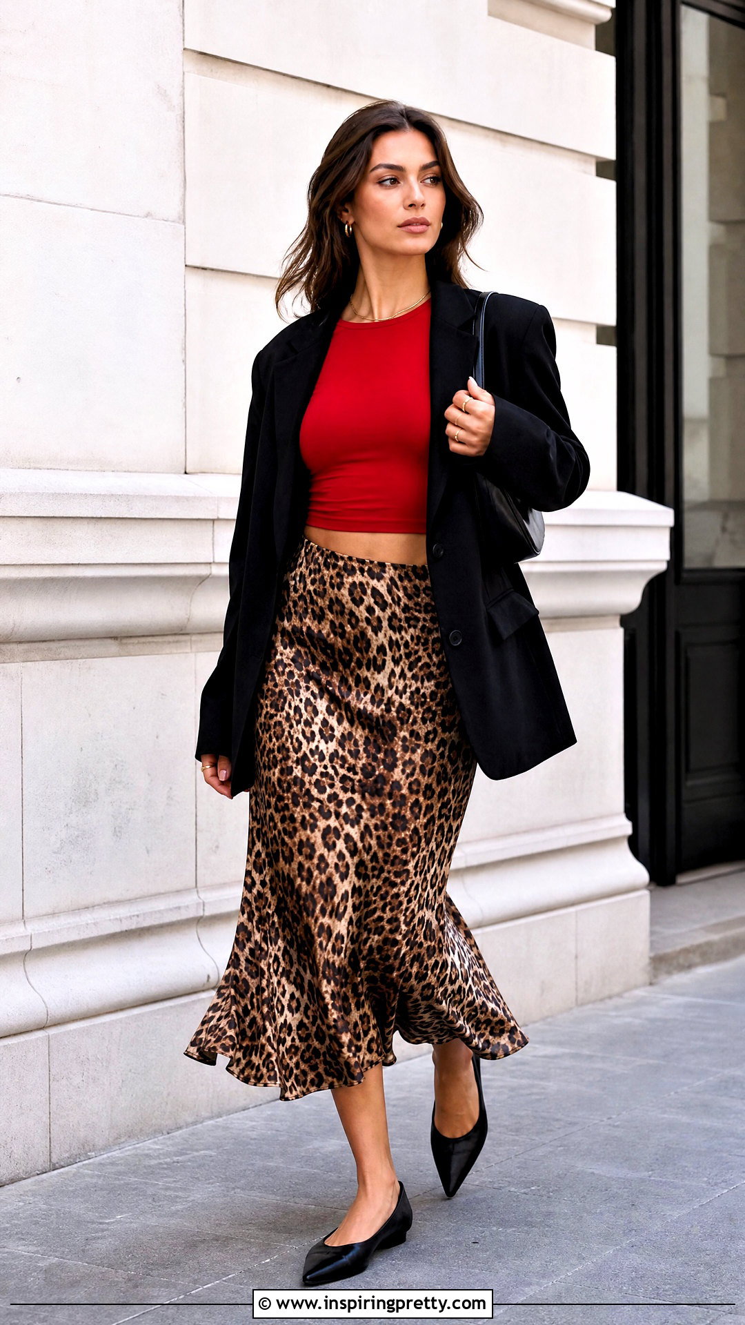 Red Crop Top With Leopard Print Skirt - 50 red crop top outfit ideas
