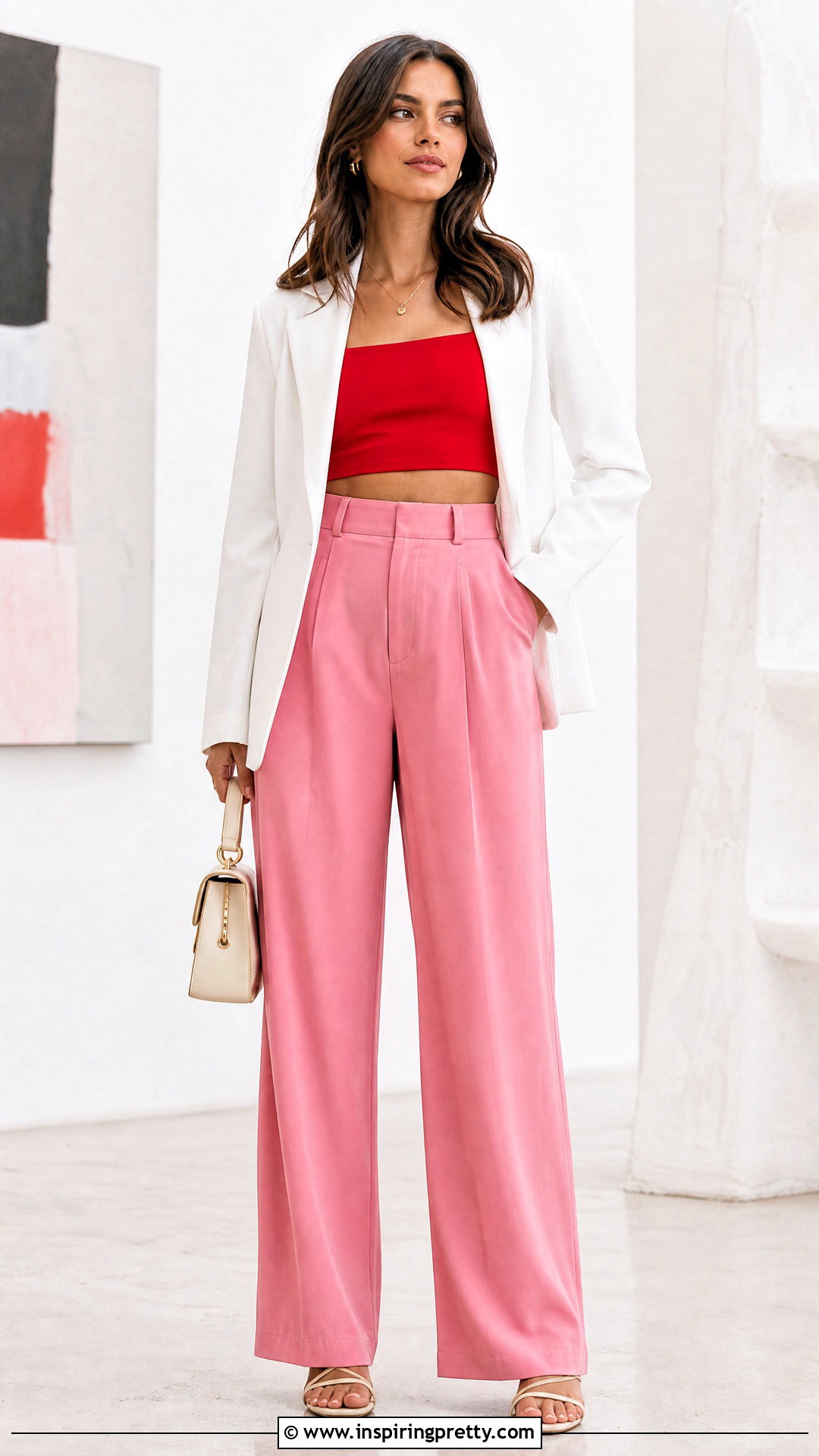 Red Crop Top With Pink Trousers - 50 red crop top outfit ideas
