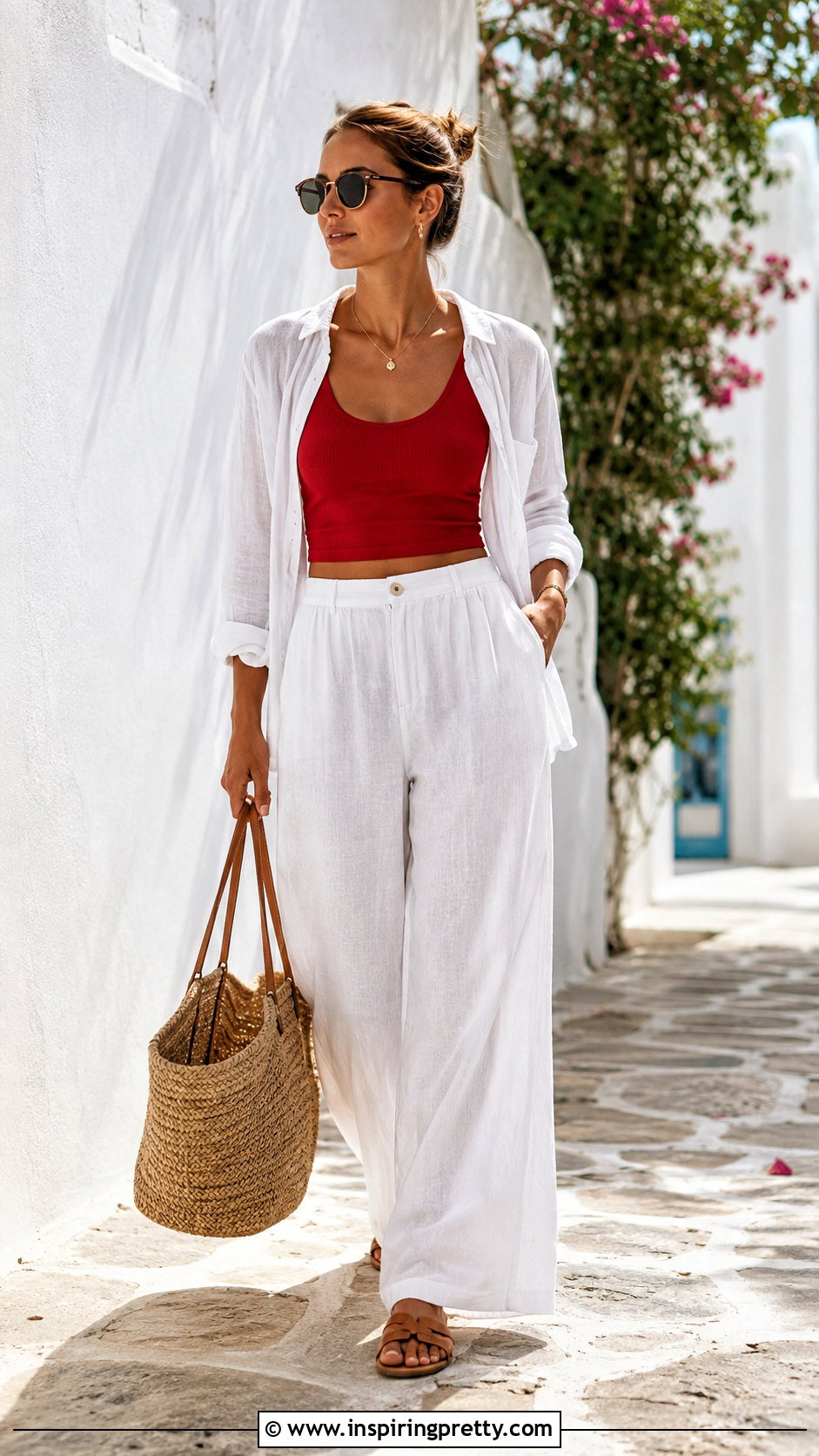 Red Crop Top With White Linen Pants - 20 Red Crop Tops Collections
