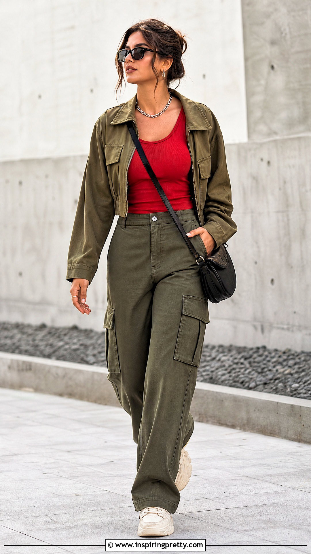 Red Fitted Tank Top With Cargo Pants - 25 Red Fitted Tank Top outfit ideas