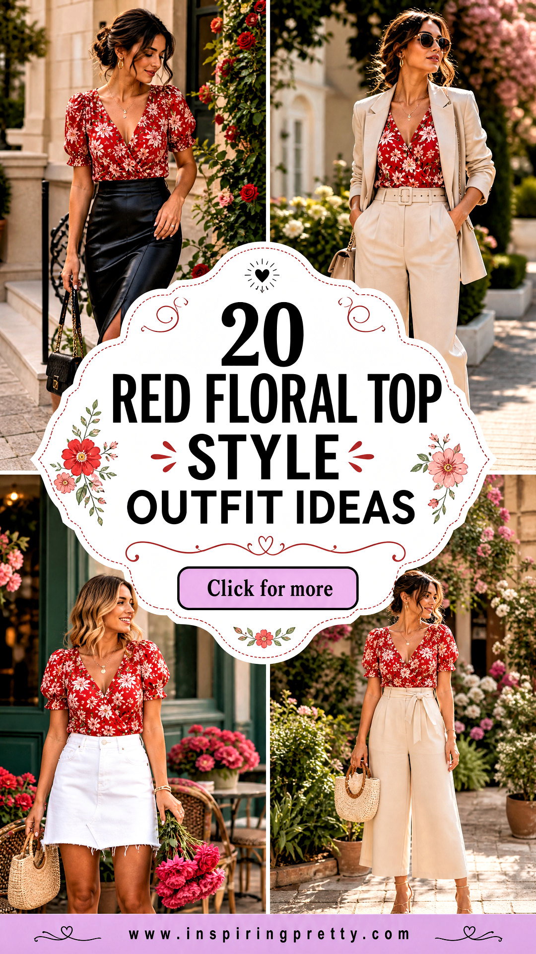 20 Red Floral Top Style Outfit Ideas for Romantic Summer Looks - 20 Red Floral Top Style Outfit Ideas for Romantic Summer Looks