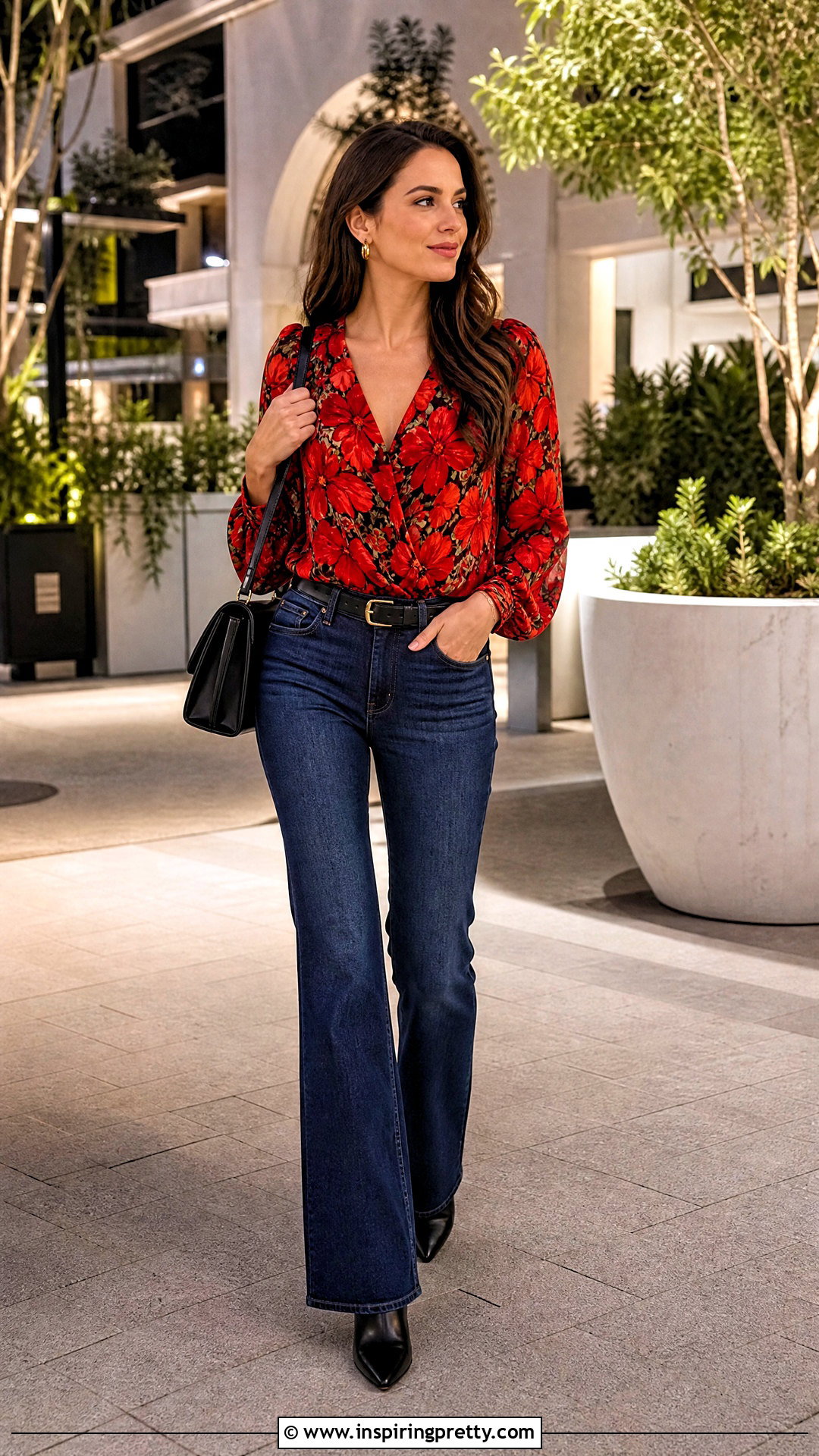 Red Floral Top With Blue Jeans And Black Boots - 20 floral top with jeans and boots