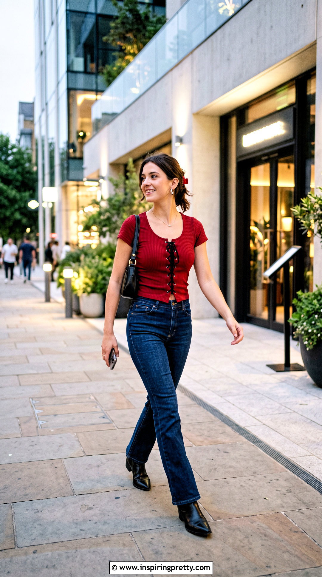 Red Fruitsaladvintage Top With Dark Wash Jeans - 25 Fruitsaladvintage Tops outfit ideas