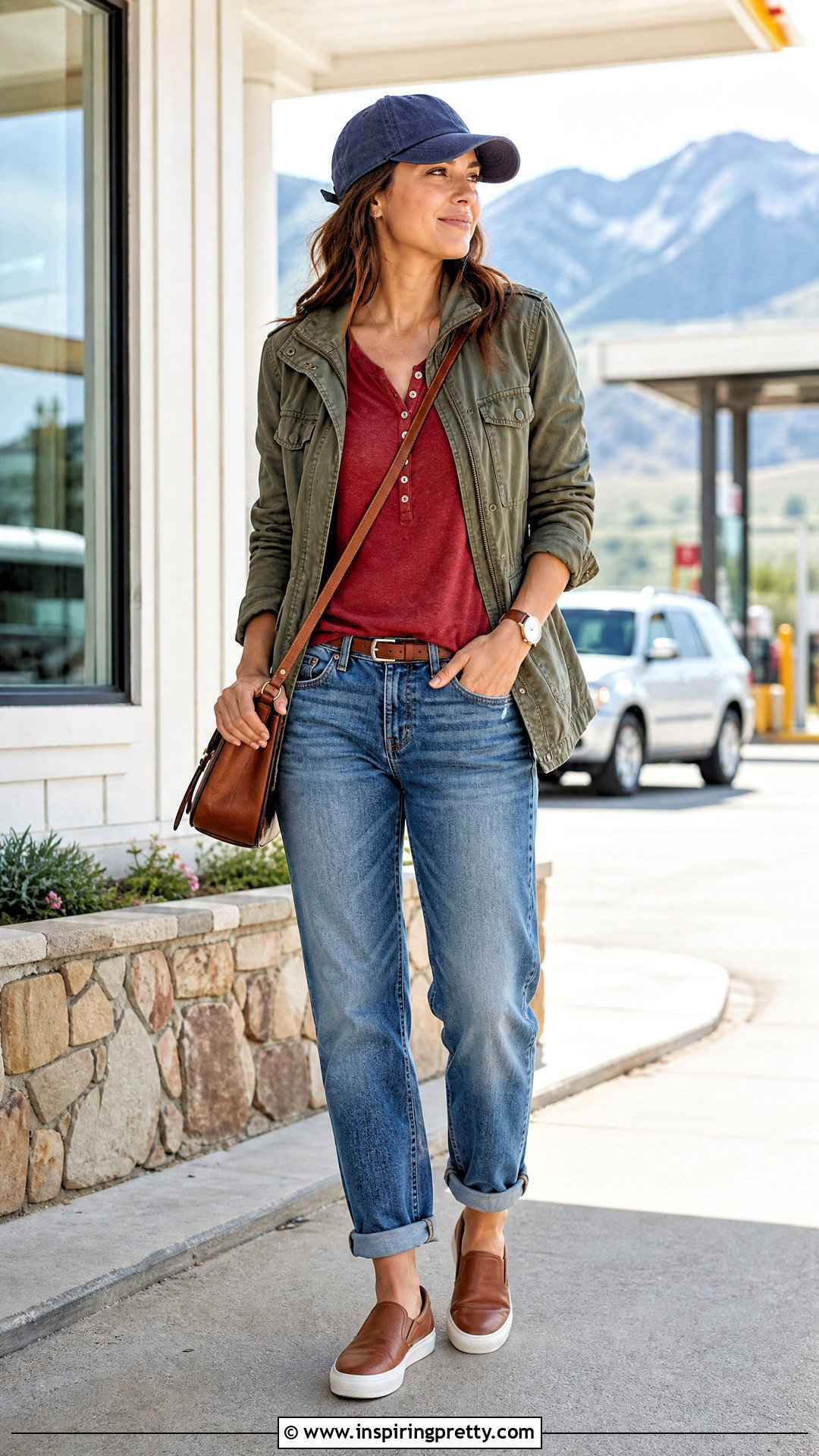 Red Henley Top With Boyfriend Jeans - 50 red top and jeans