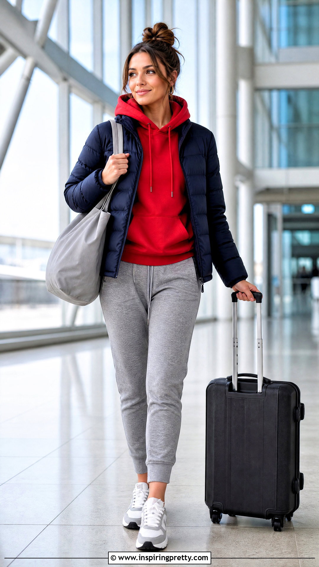 Red Hoodie With Gray Joggers - 50 red top outfit ideas