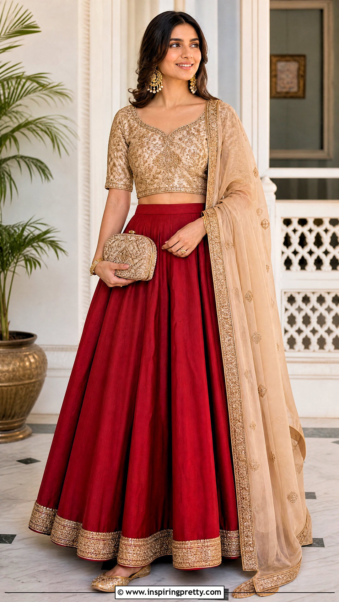 Red Indian Skirt And Brocade Top Outfit - 50 indian skirt and top outfits