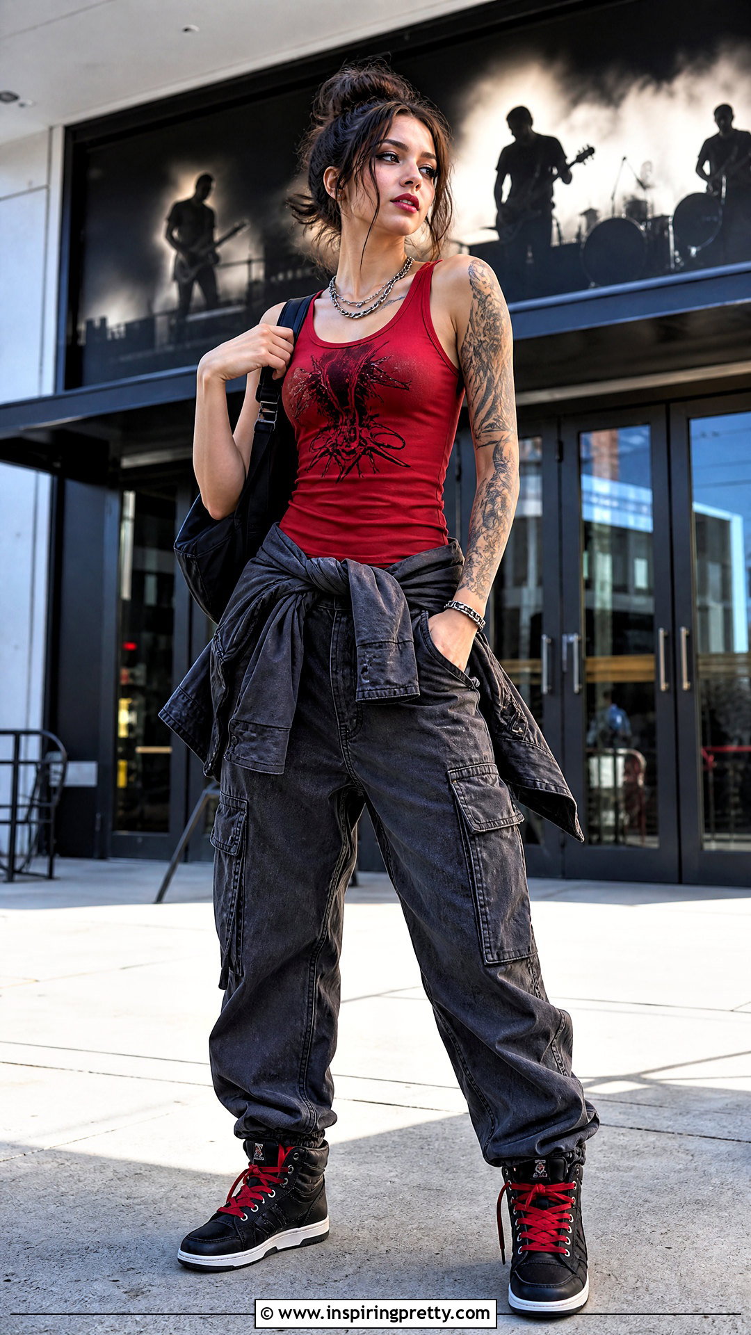 Red Jeff Hardy Tank Top With Charcoal Cargos - 20 Jeff Hardy Tank Top outfit ideas