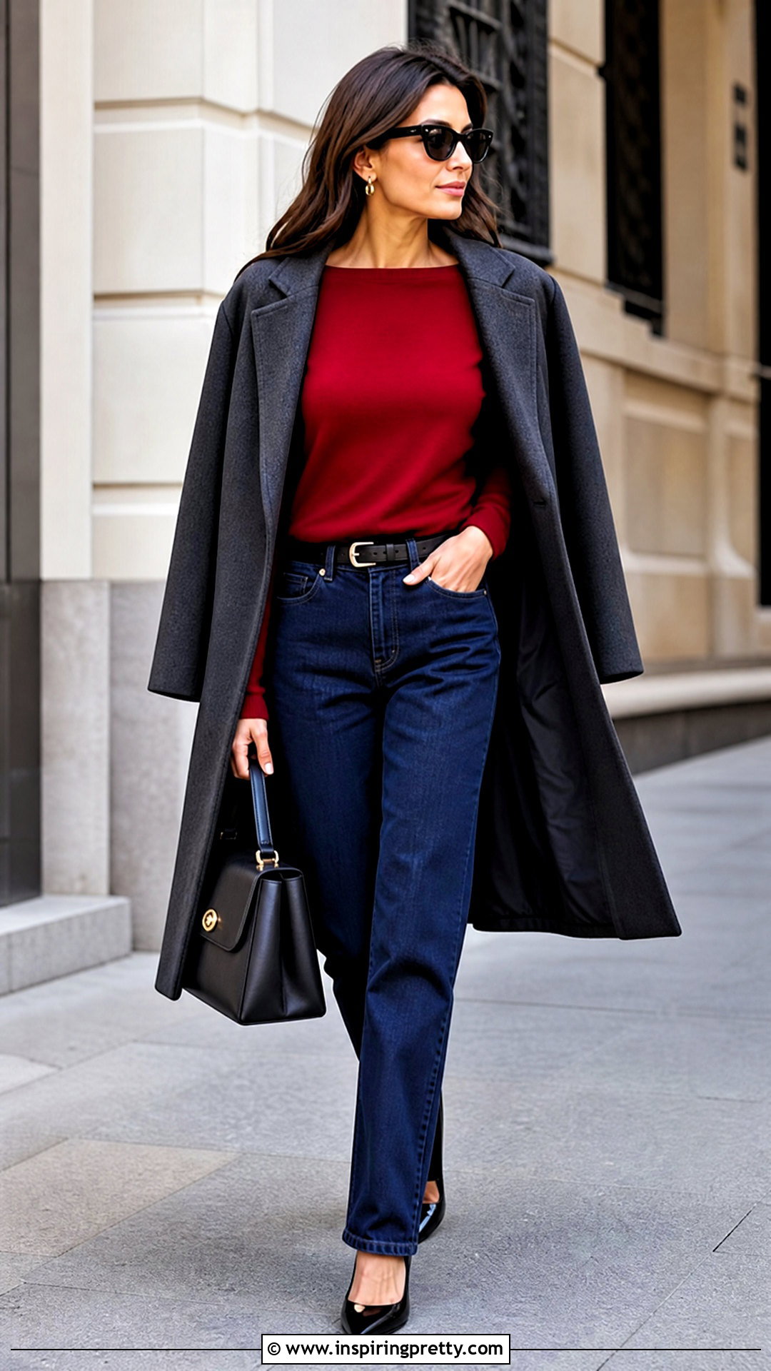 Red Knit Top With Dark Jeans - 50 knit top outfit ideas