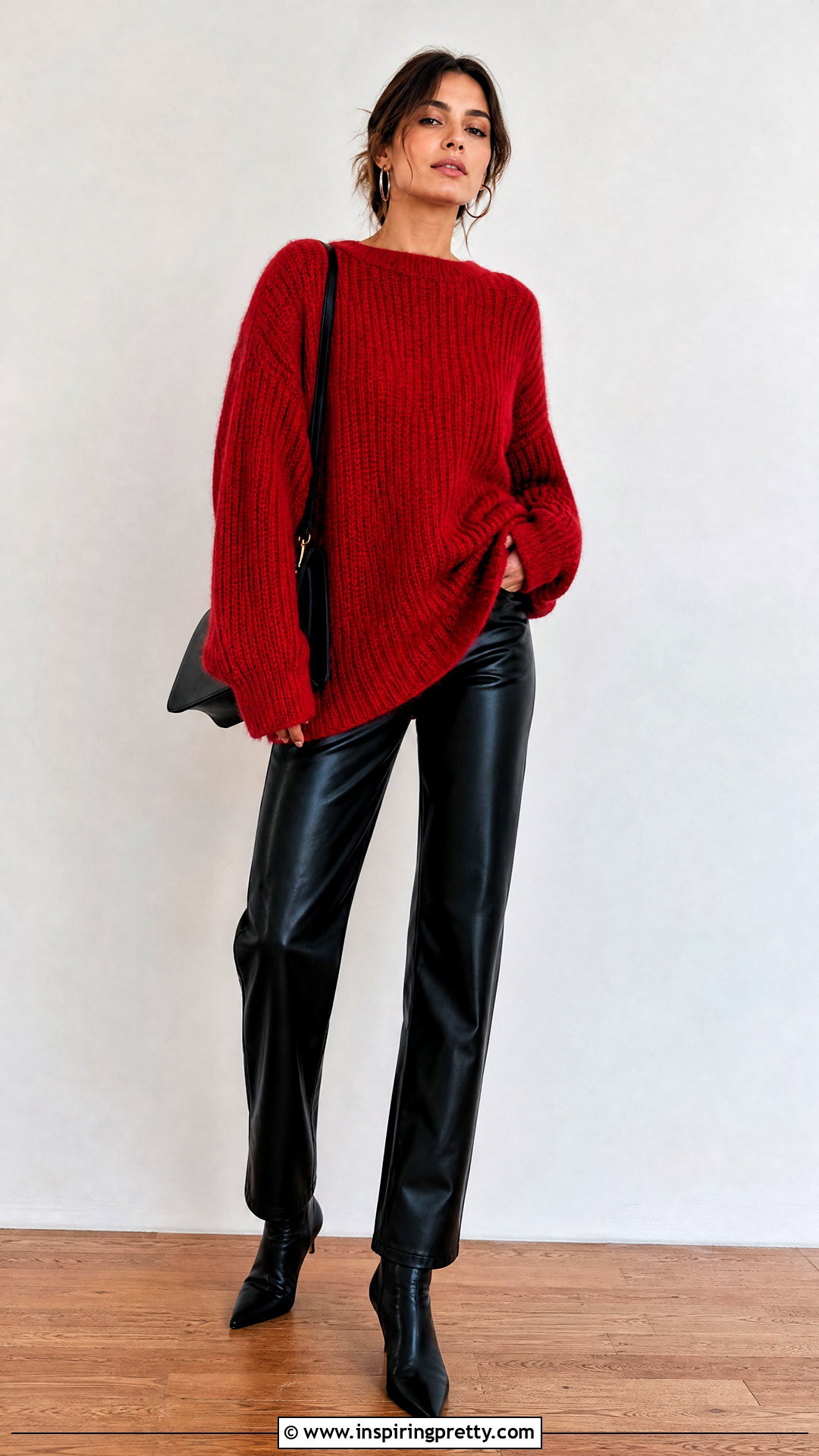 Red Knitted Top With Leather Pants - 20 Red Knitted Top On Wooden Floor ideas