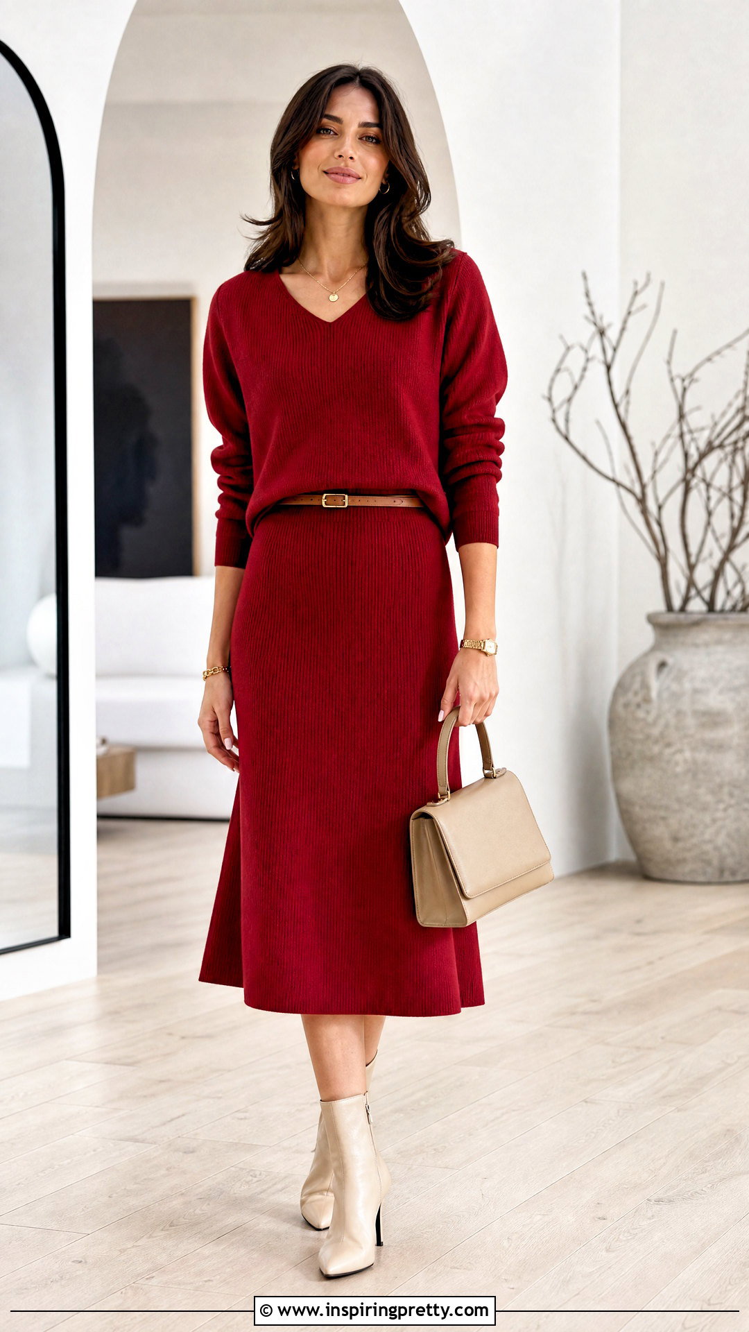 Red Knitted Top With Matching Red Skirt - 20 Red Knitted Top On Wooden Floor ideas