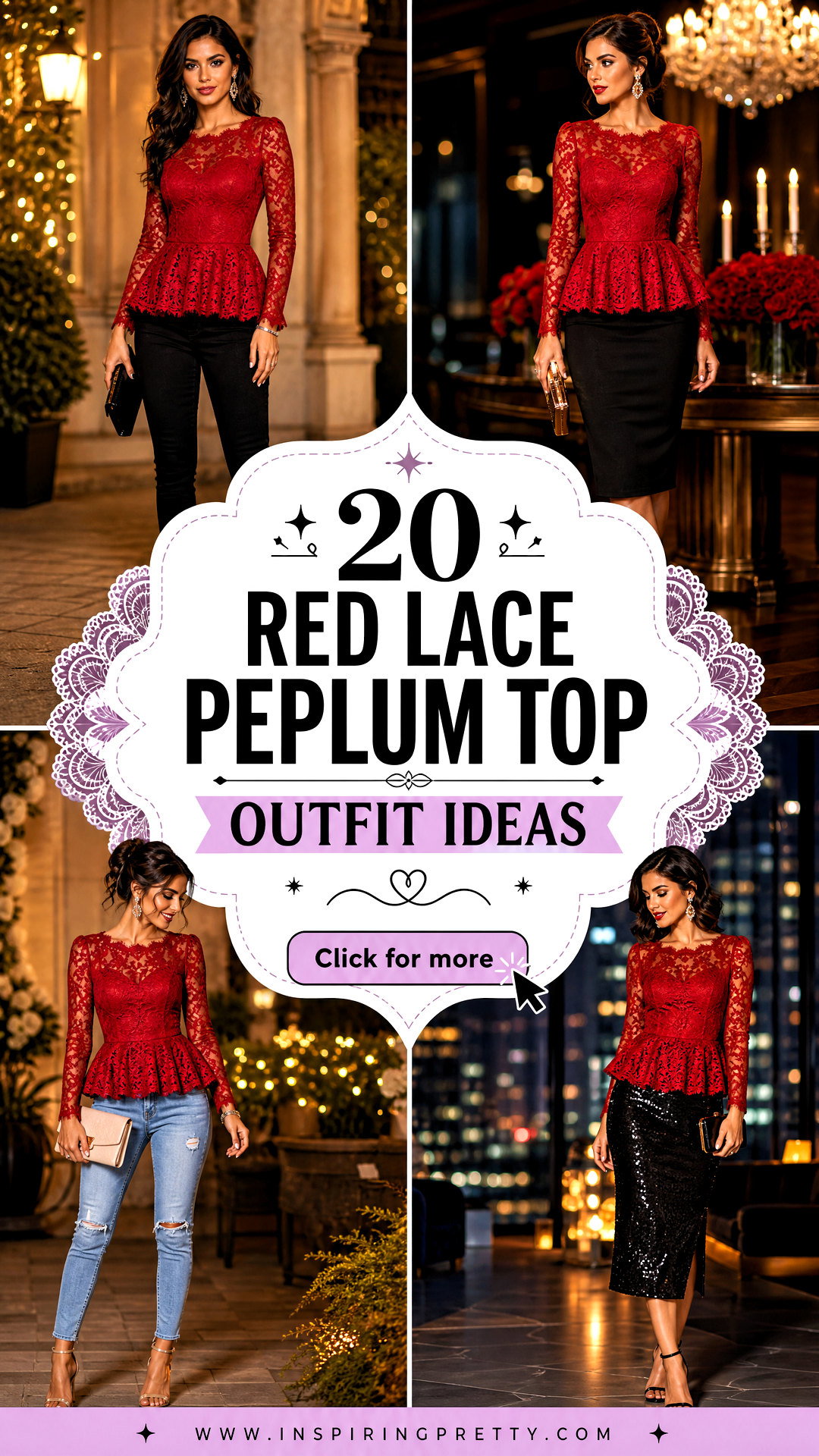 20 Red Lace Peplum Top Outfit Ideas for Elegant Evening Events - 20 Red Lace Peplum Top Outfit Ideas for Elegant Evening Events