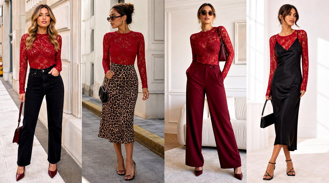 50 Red Lace Top Outfit Ideas for Romantic Evening Style