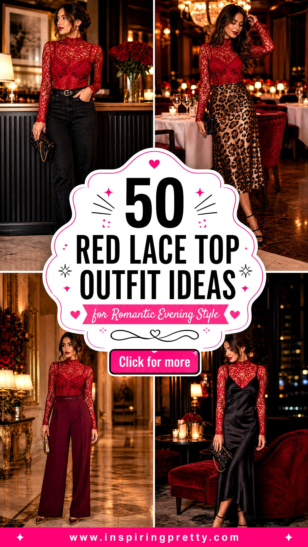 50 Red Lace Top Outfit Ideas for Romantic Evening Style - 50 Red Lace Top Outfit Ideas for Romantic Evening Style