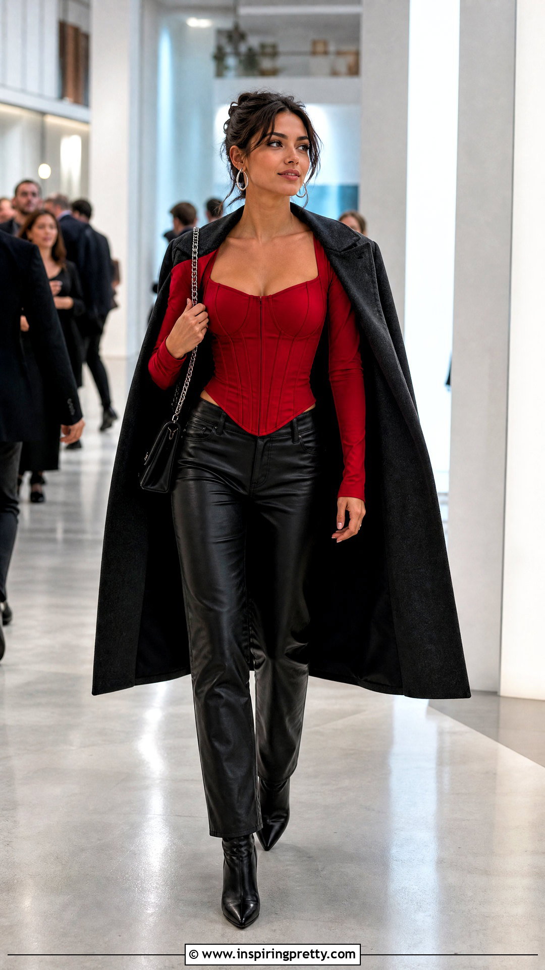 Red Long Sleeve Corset Top With Leather Pants - 20 valentines corset tops