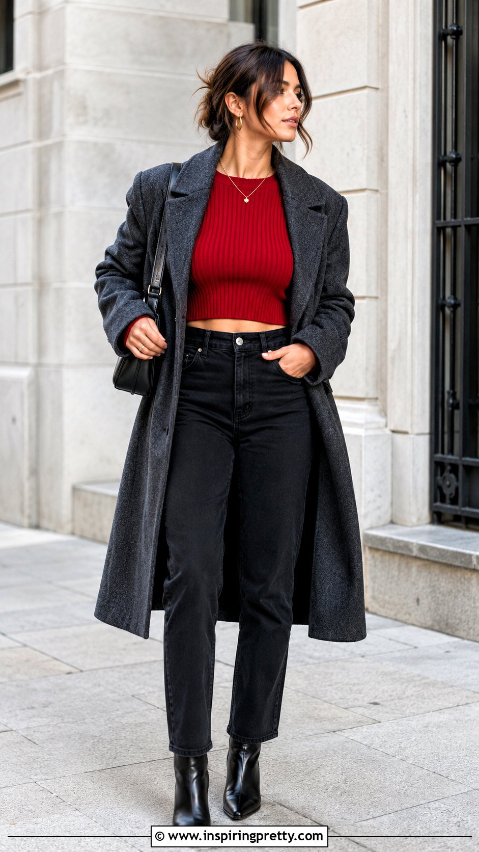 Red Long Sleeve Crop Top With Black Jeans - 20 Red Crop Tops Collections