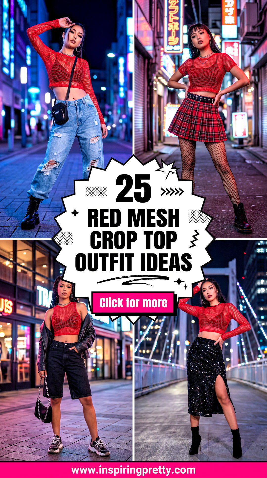 25 Red Mesh Crop Top Outfit Ideas for Edgy Night-Out Style - 25 Red Mesh Crop Top Outfit Ideas for Edgy Night-Out Style