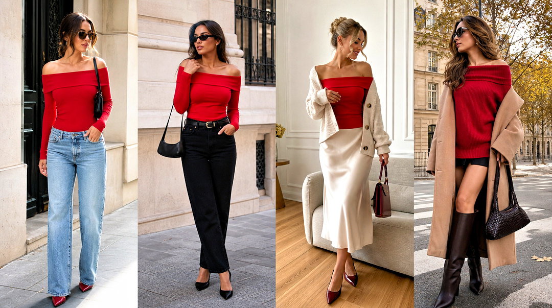 50 Red Off Shoulder Top Outfits for Chic Evening Style