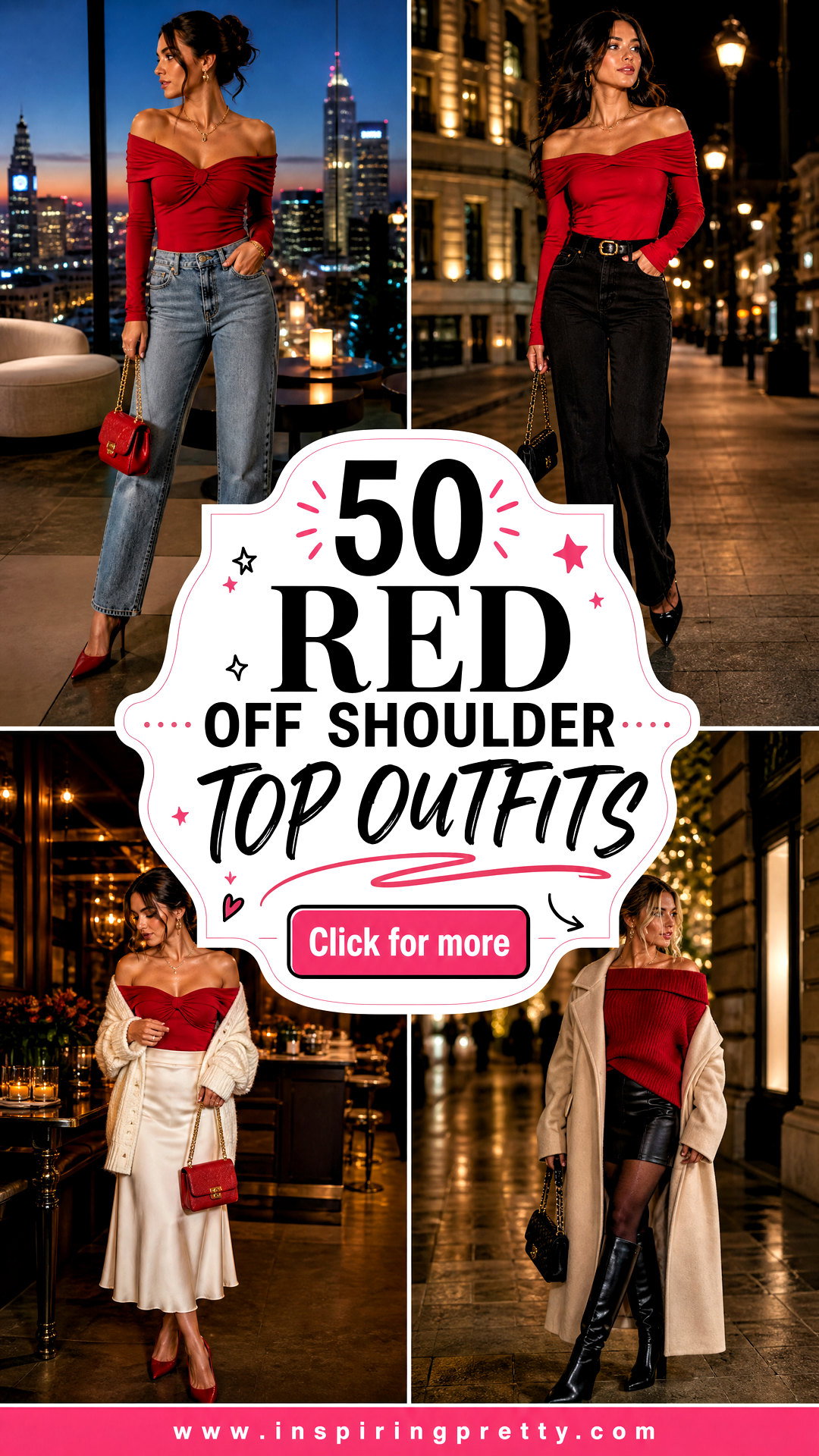 50 Red Off Shoulder Top Outfits for Chic Evening Style - 50 Red Off Shoulder Top Outfits for Chic Evening Style