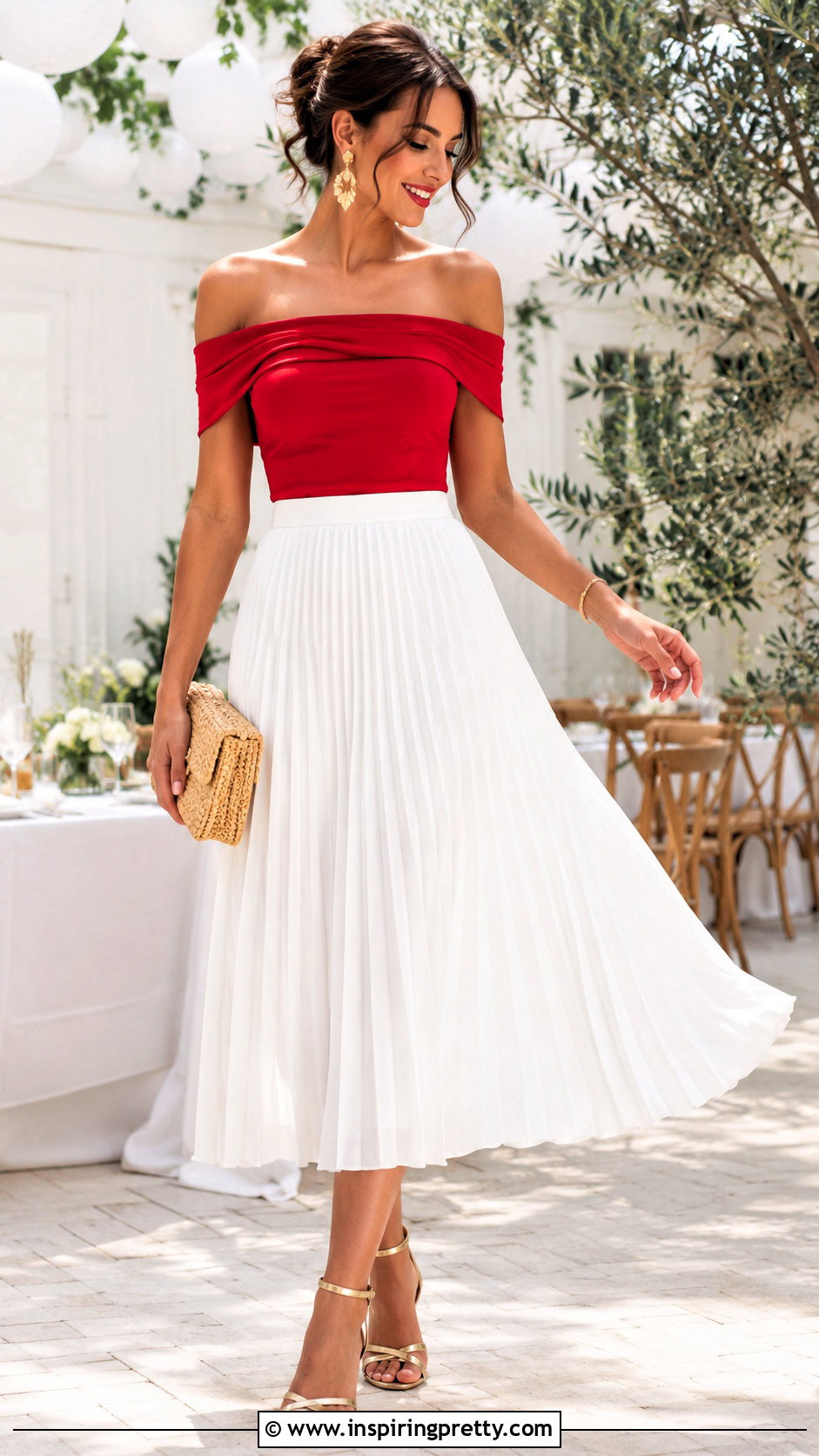 Red Off Shoulder Top Summer Party Outfit - 50 red off shoulder top outfits